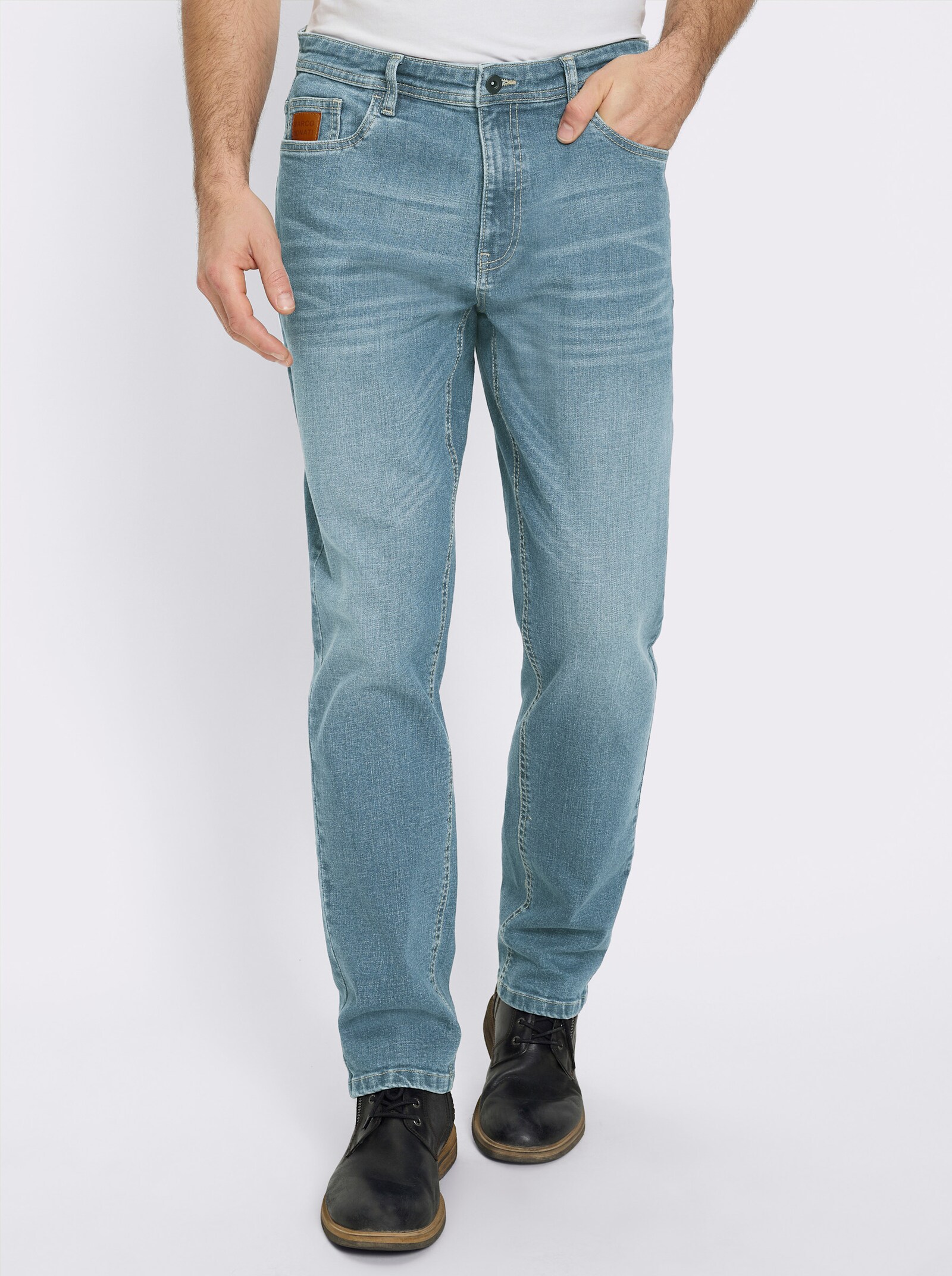Marco Donati 5-Pocket-Jeans mit kontrastfarbenen Nähten - blue-bleached