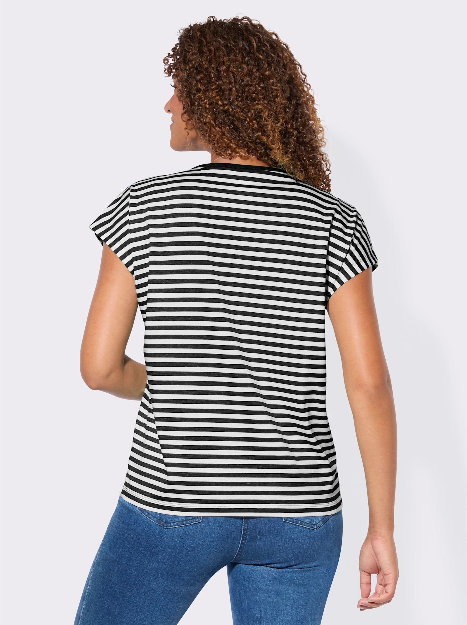Shirt-Set mit überschnittenen Schultern - schwarz