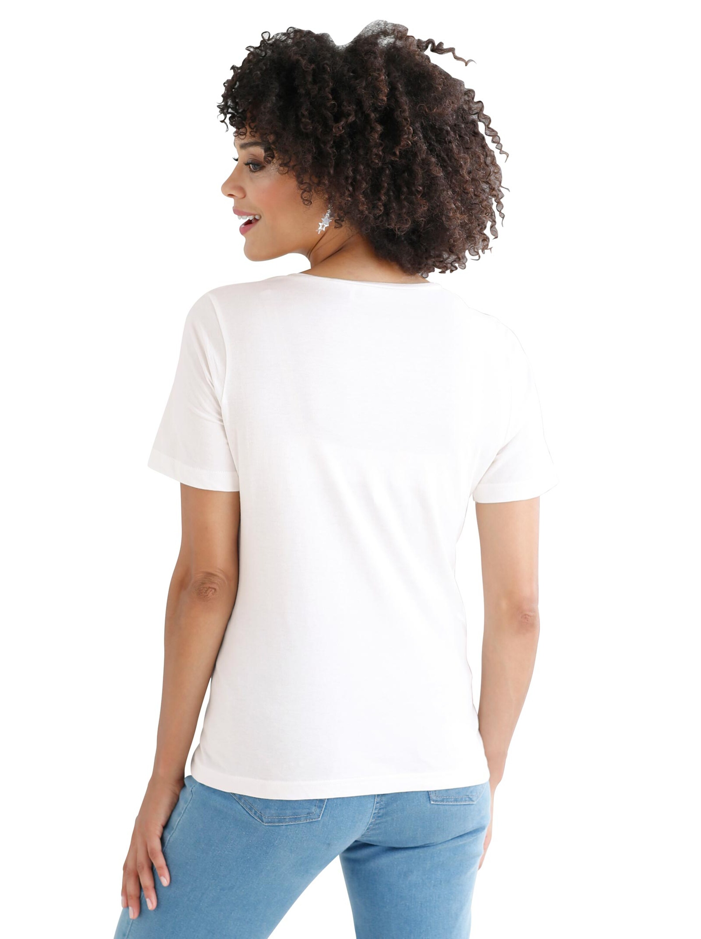 Shirt - weiß-blau-bedruckt