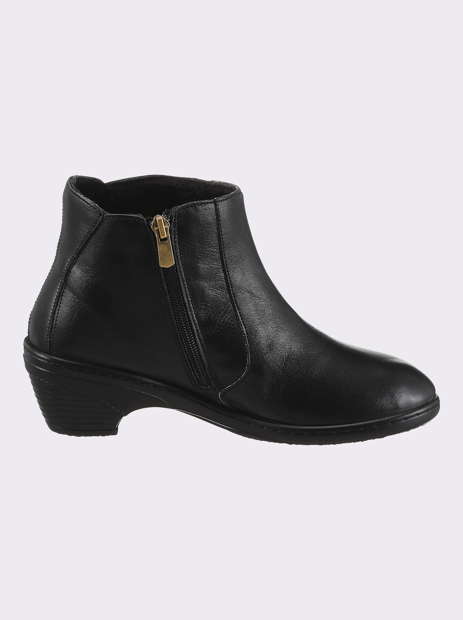 Gemini Stiefelette mit Leo-Muster, Glattleder - schwarz