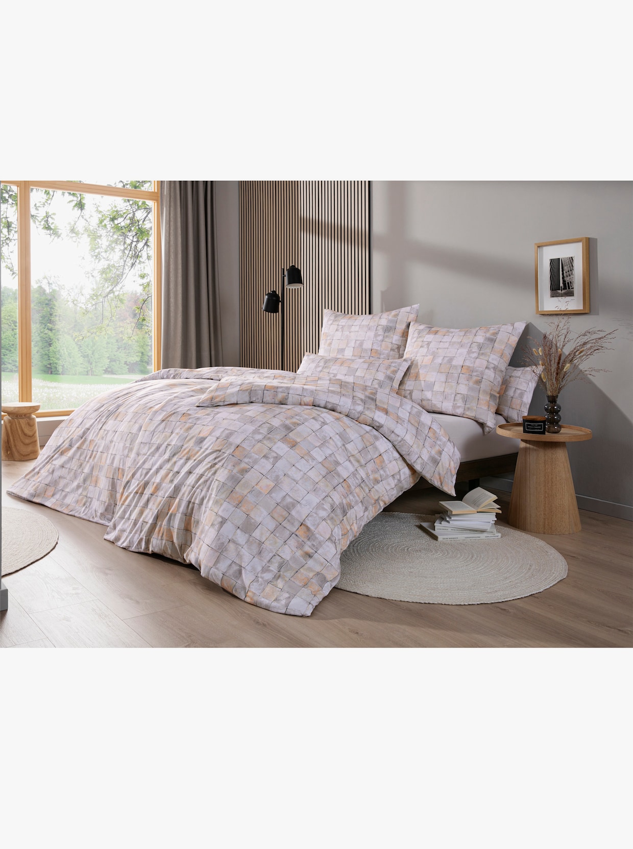 Estella Bettwäsche - beige-apricot-bedruckt