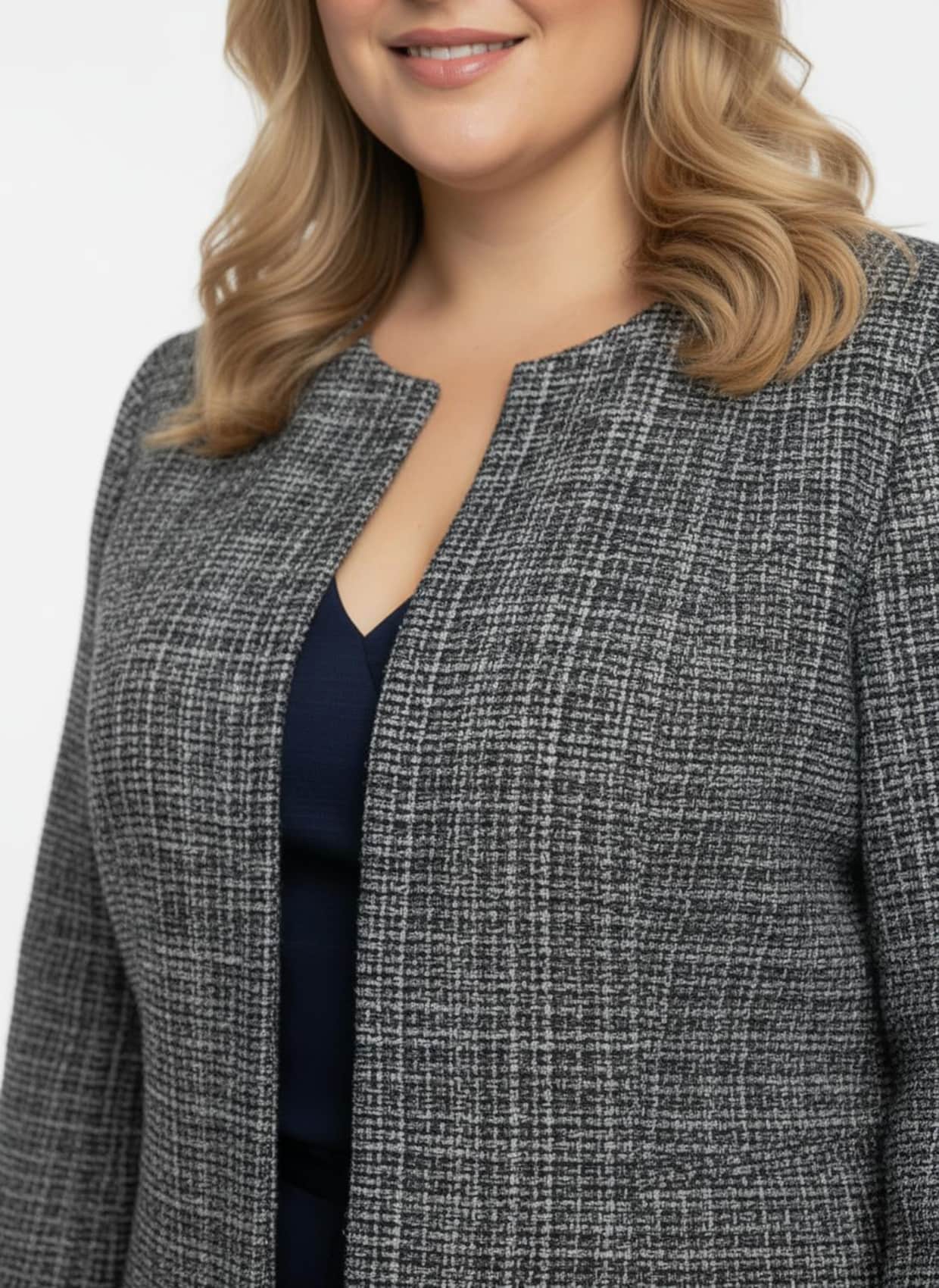 Bouclé-Blazer mit Effektgarn - marine-meliert