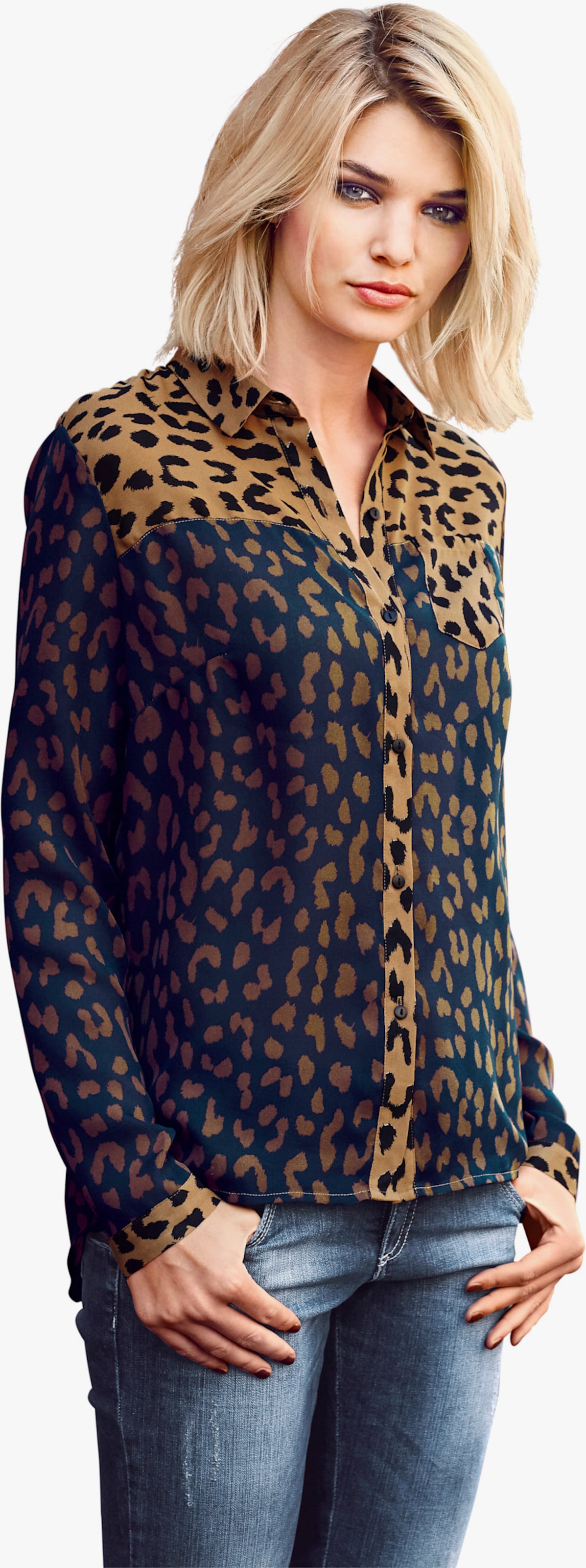 heine Blouse met lange mouwen en print - marine