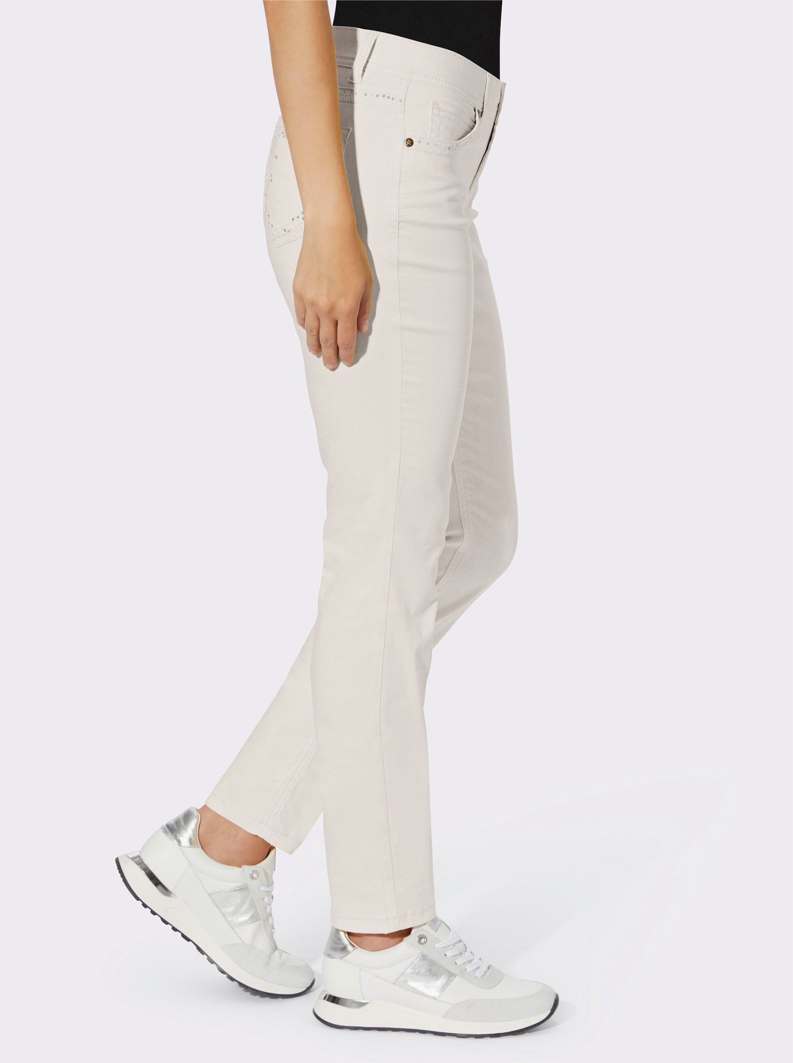 heine Skinny jeans met borduursel - ecru