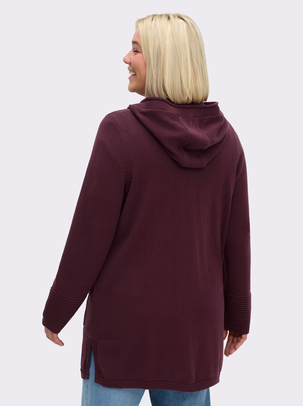 sheego veste en tricot - lie-de-vin