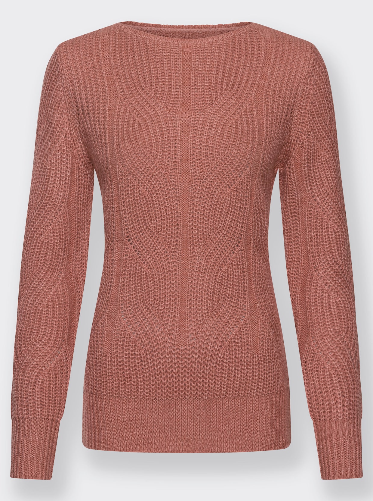 Pletený svetr - růžové dřevo-melír