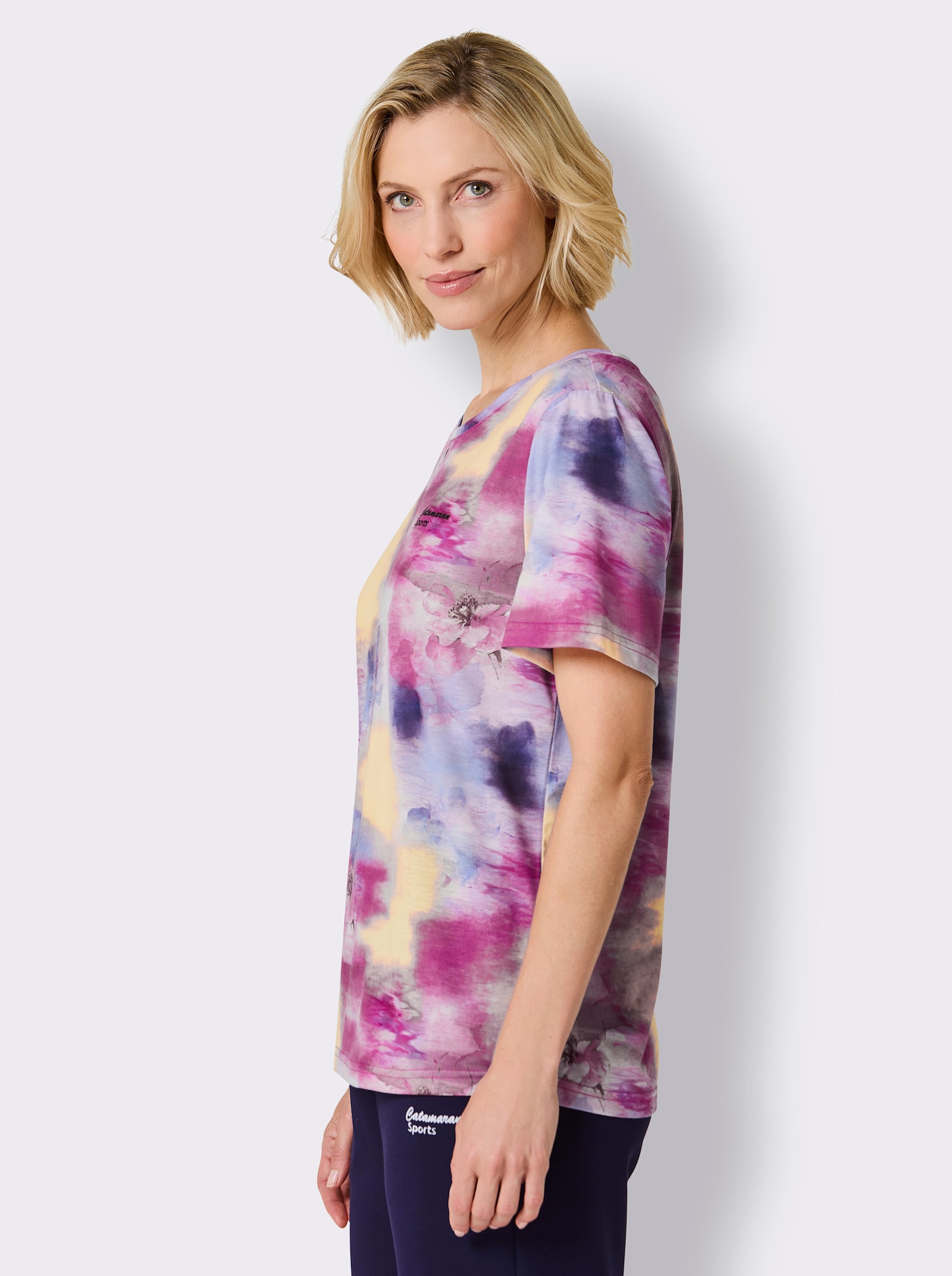 Catamaran Sports Funktionsshirt mit Digital-Druck - bleu-erika-gemustert