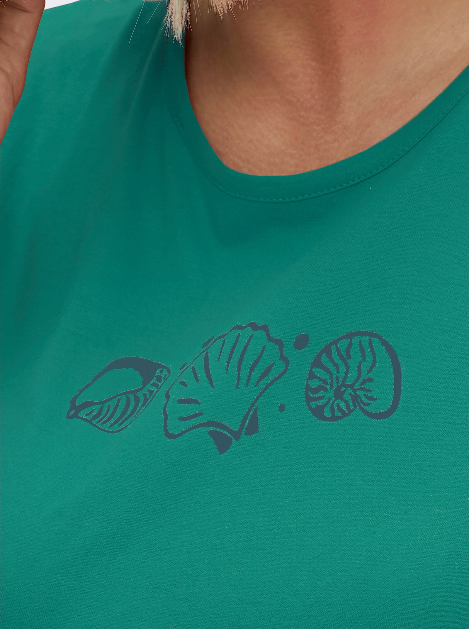 Shirttop mit Seitenschlitzen - smaragd