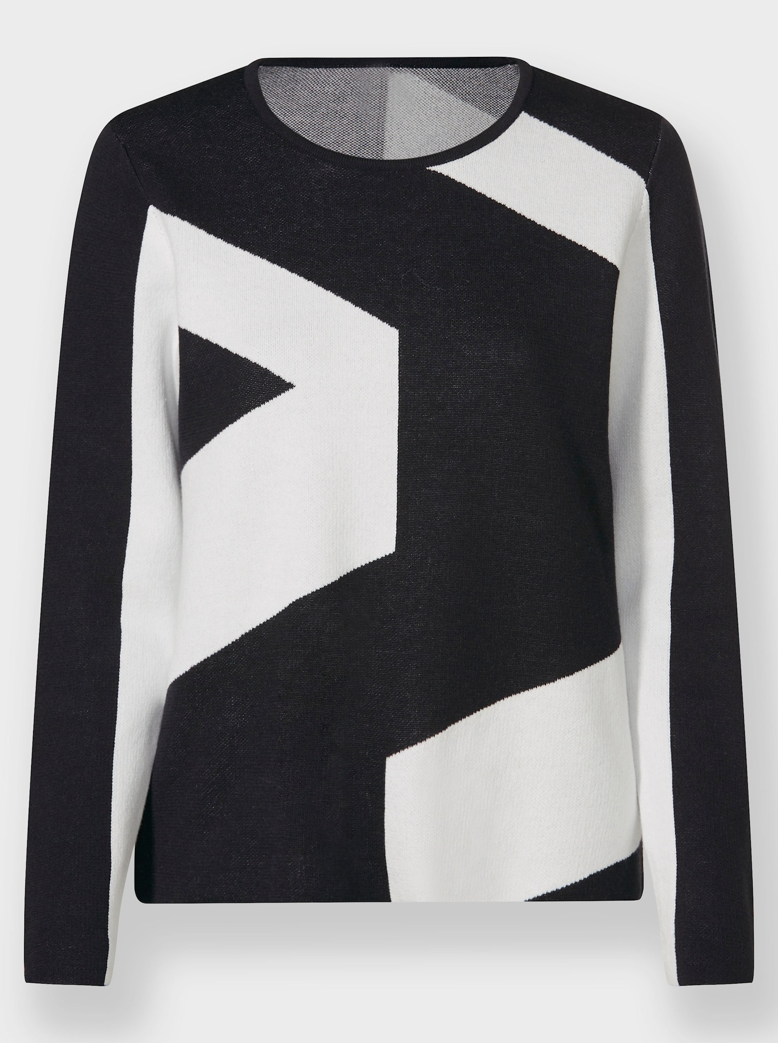 heine Rundhalspullover mit Intarsienstrick - schwarz-ecru-gemustert