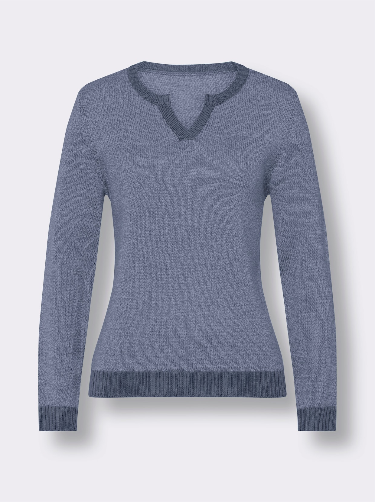 Pullover met lange mouwen - rookblauw/wit gemêleerd