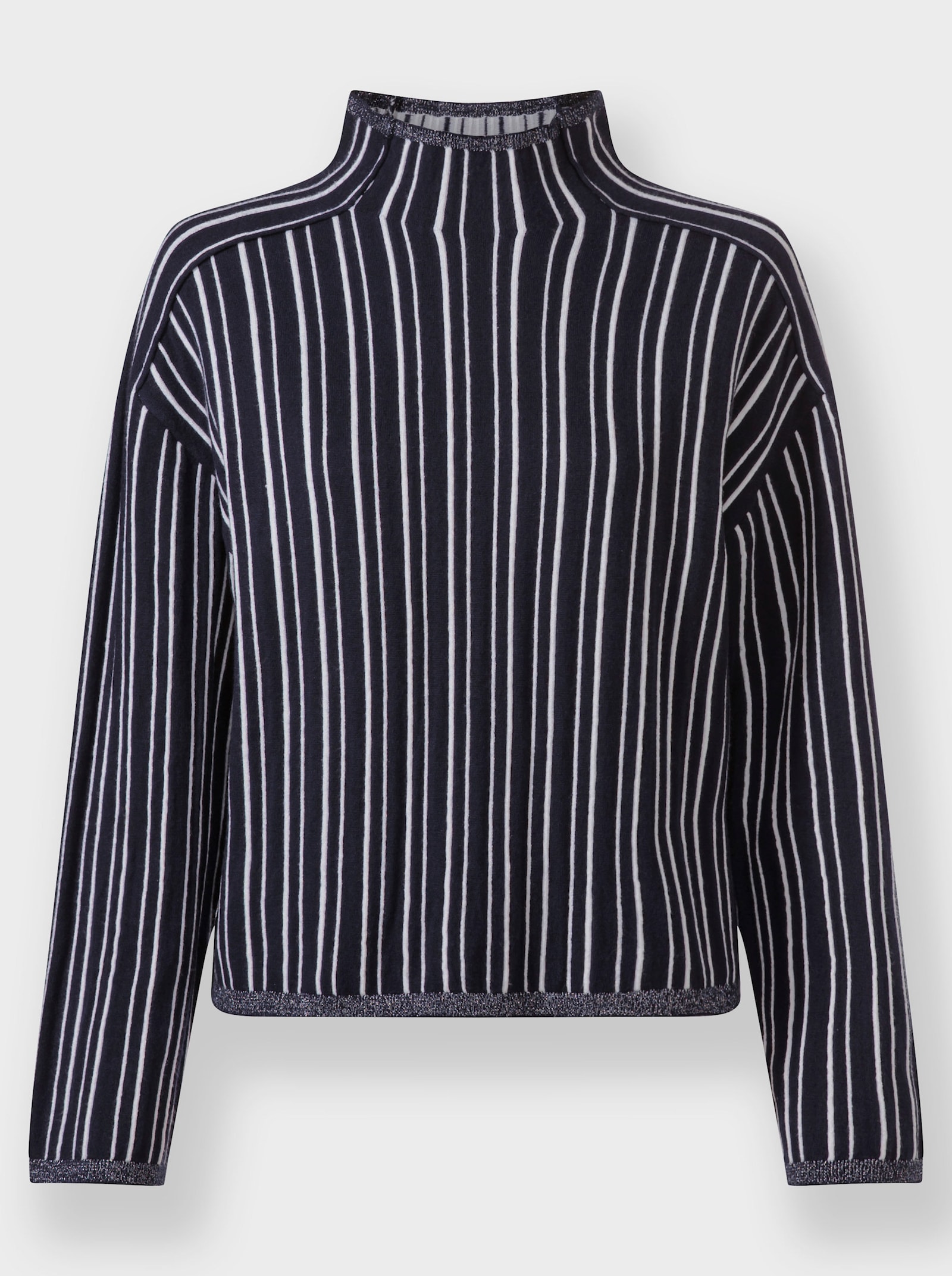 heine Streifenpullover mit Stehkragen - marine-ecru-gestreift