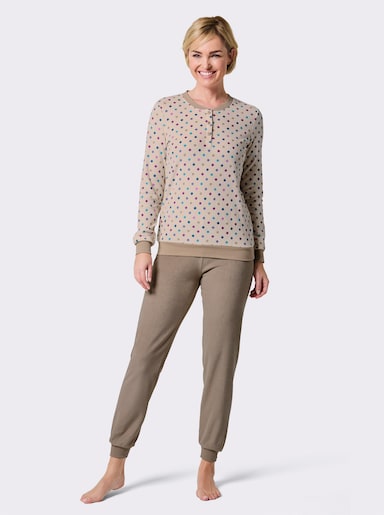 wäschepur Schlafanzug mit Punktemuster - elfenbein-sesam-bedruckt