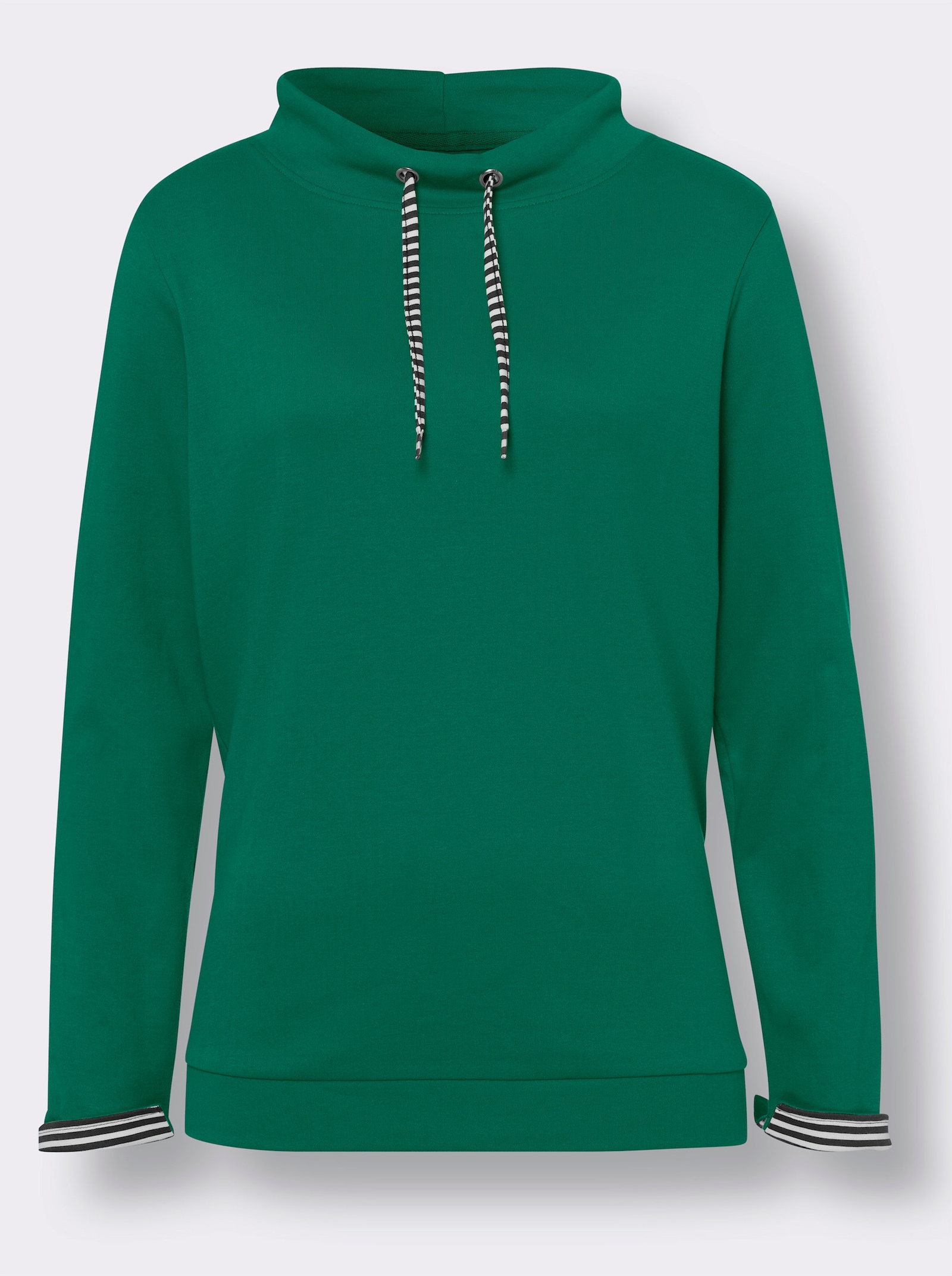 Sweatshirt mit gestreiftem Bindeband - grün