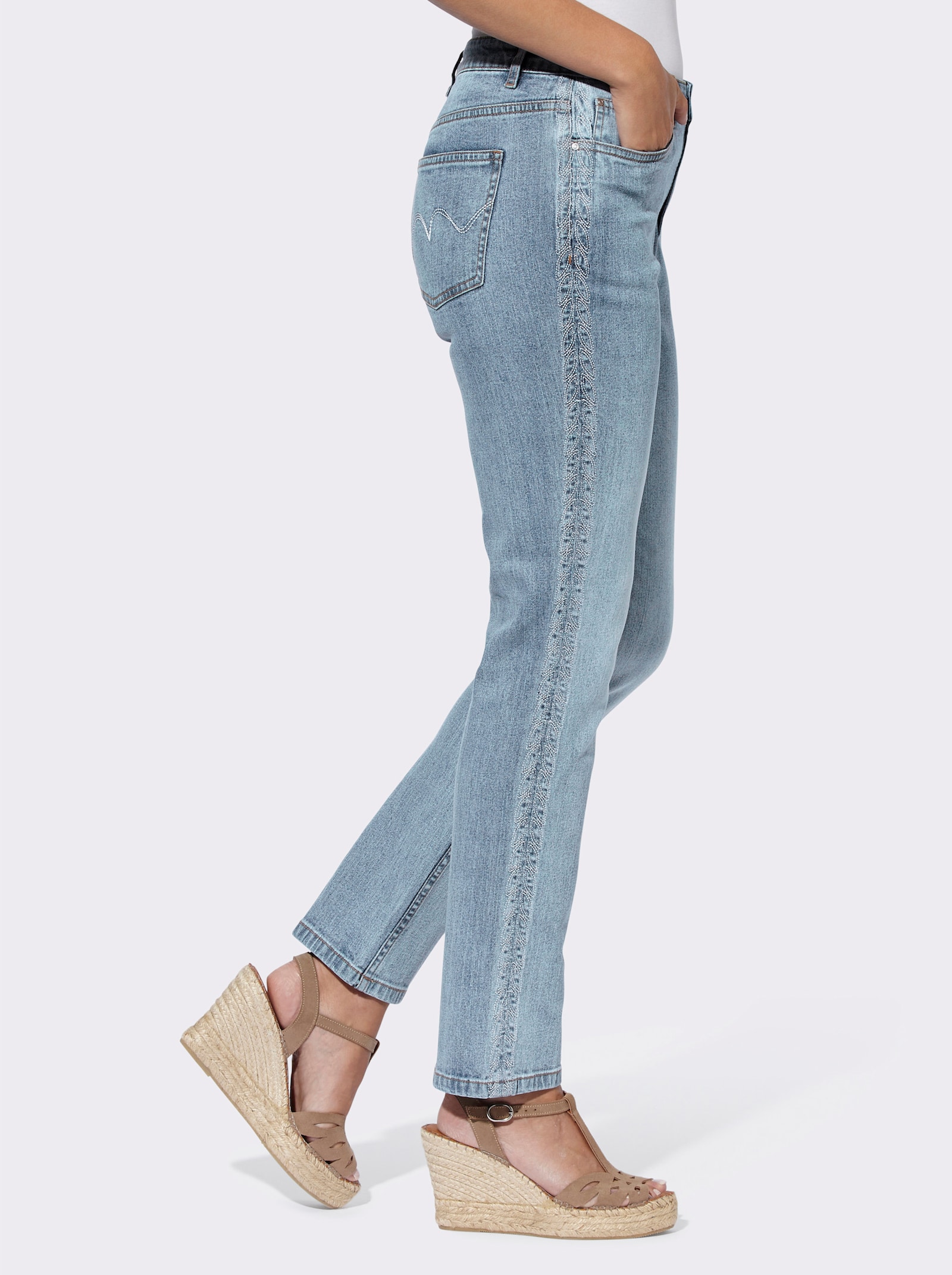 heine 5-Pocket-Jeans mit hohem Stretch-Anteil - blue-bleached