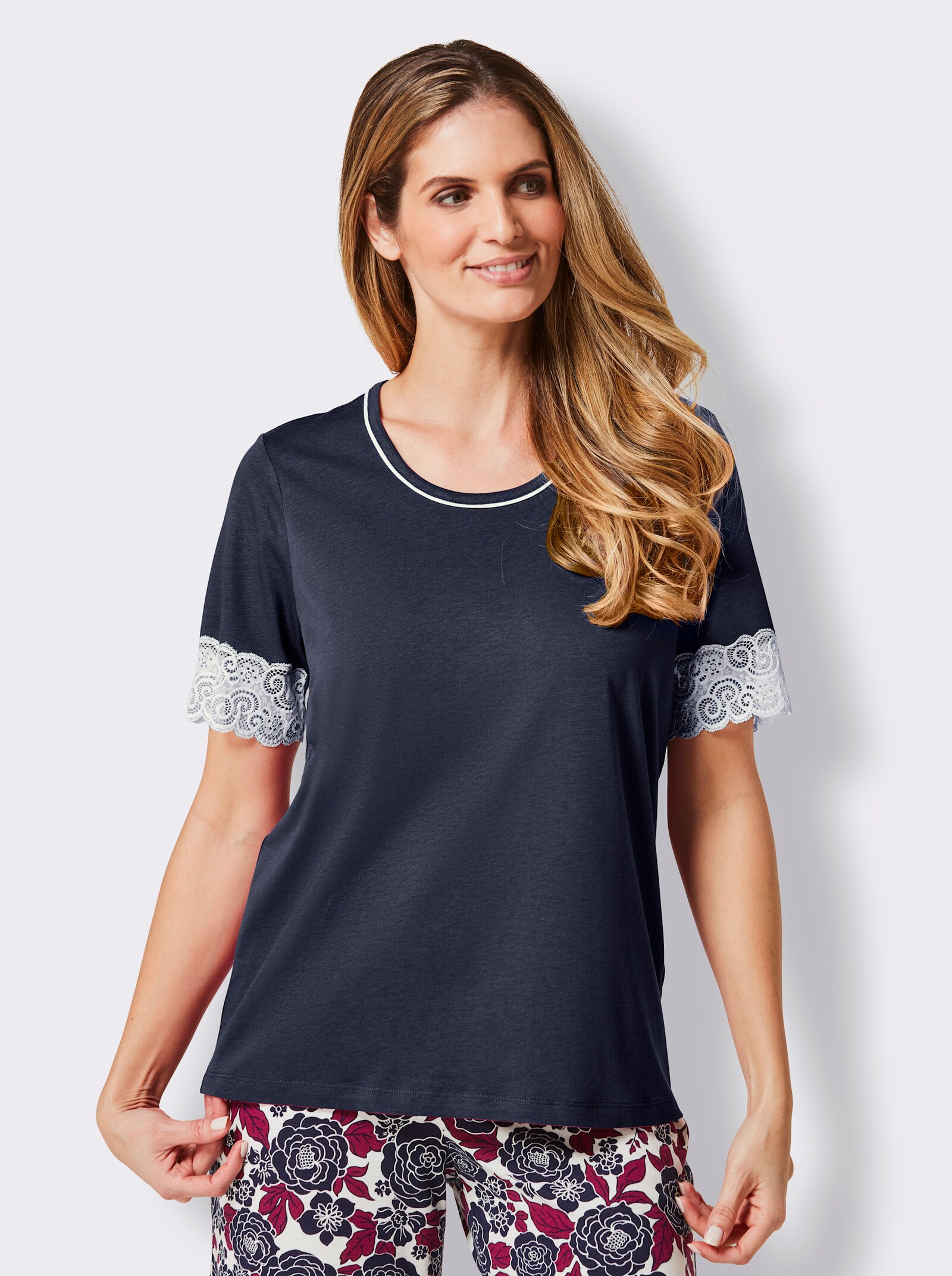 wäschepur Pyjama-Shirt - marine