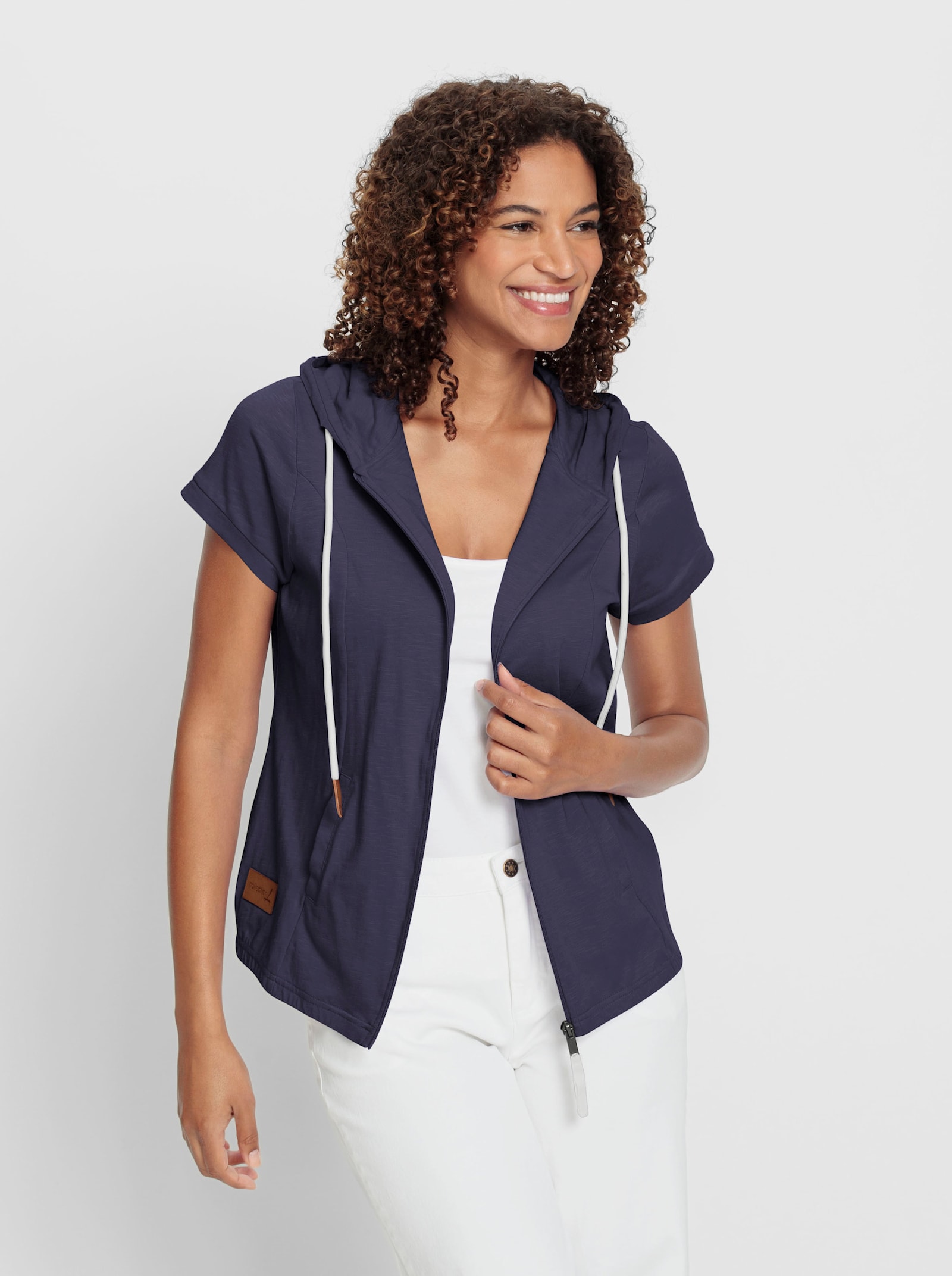 Sweatjacke mit Nahttaschen - marine