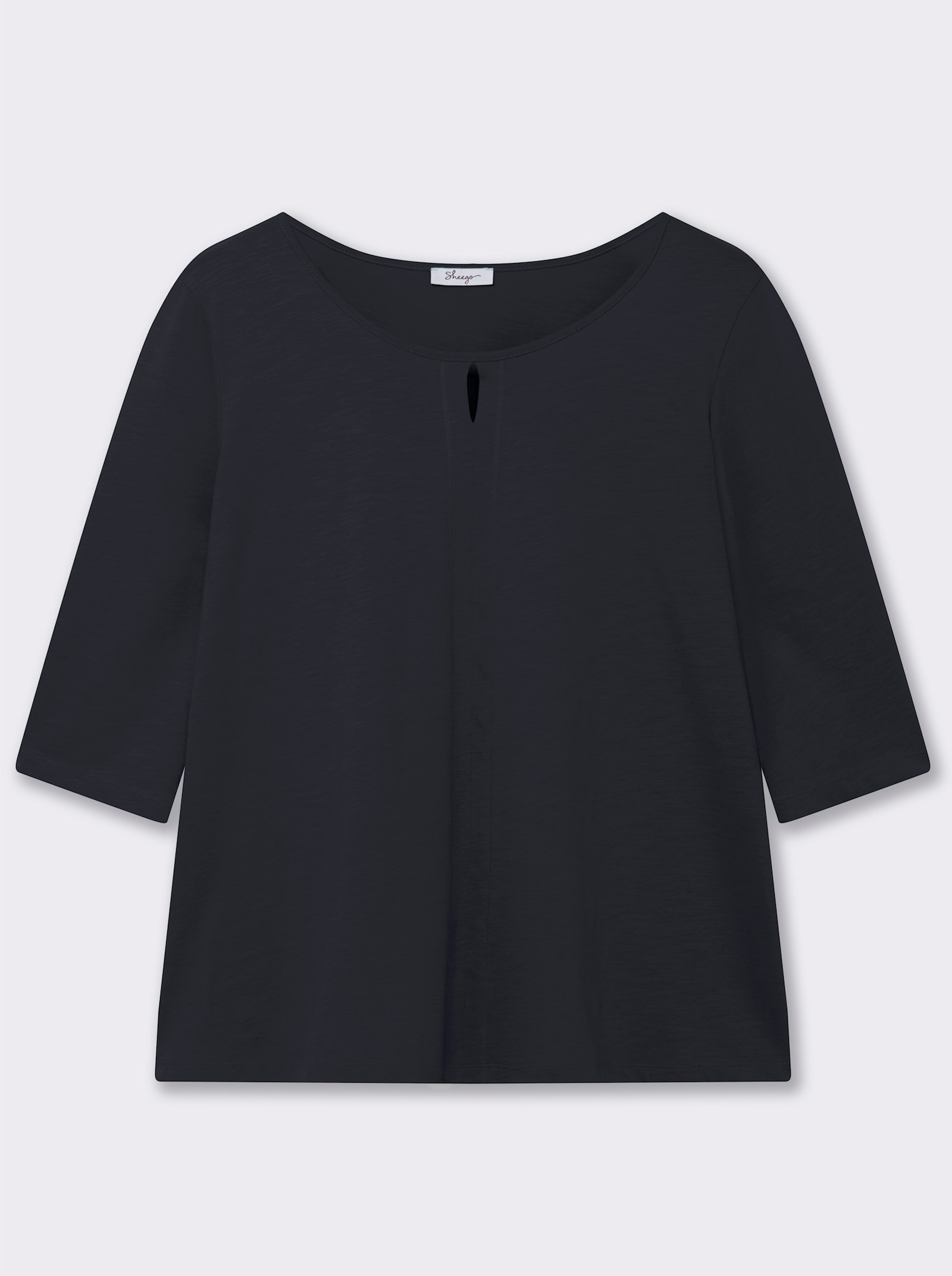 sheego 3/4-Arm-Shirt mit Cut-out vorn - tiefblau