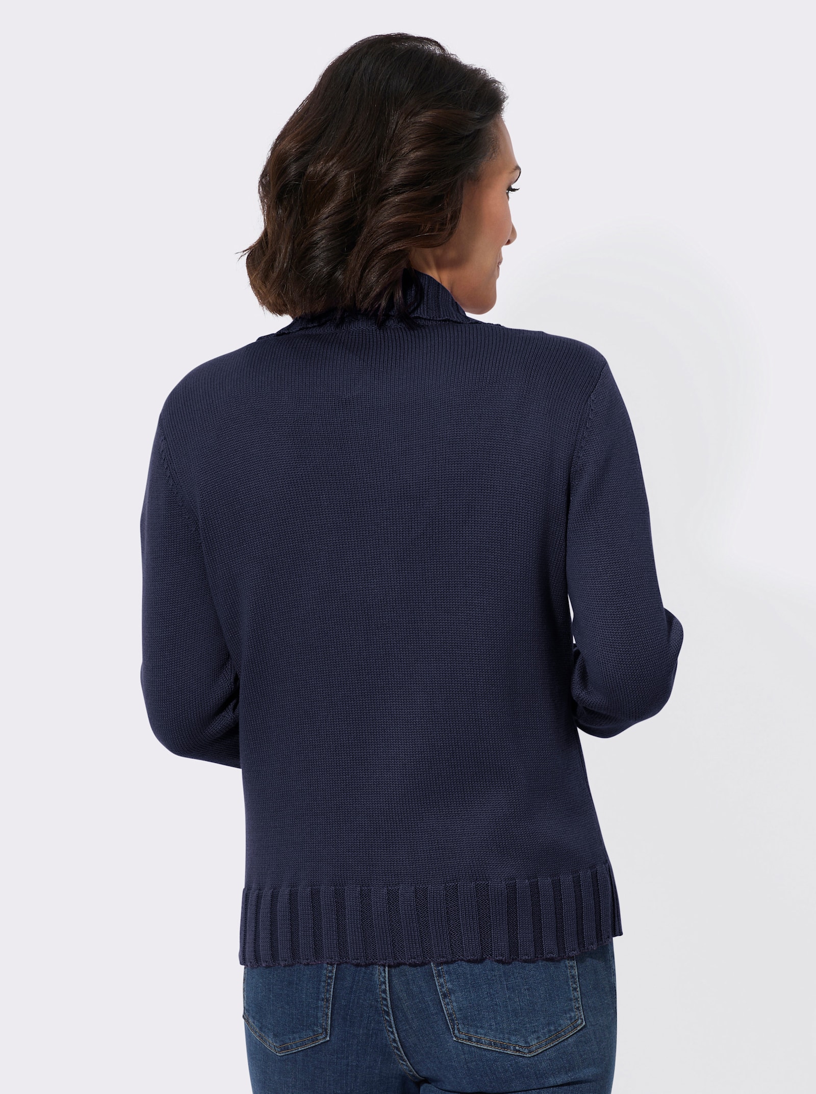 Strickjacke mit Umlegekragen - marine