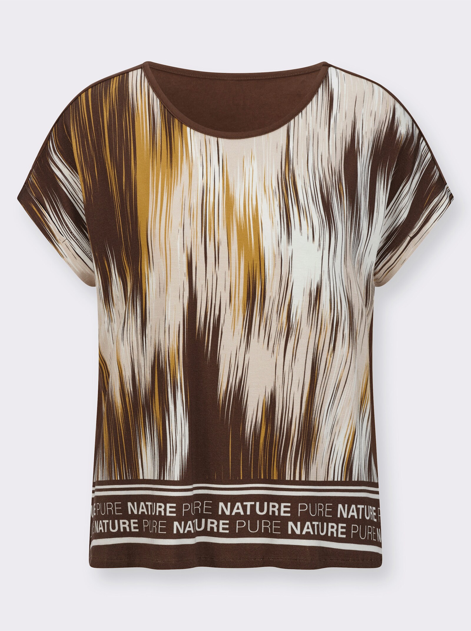 Print-Shirt mit Schriftzug - elfenbein-schoko-bedruckt