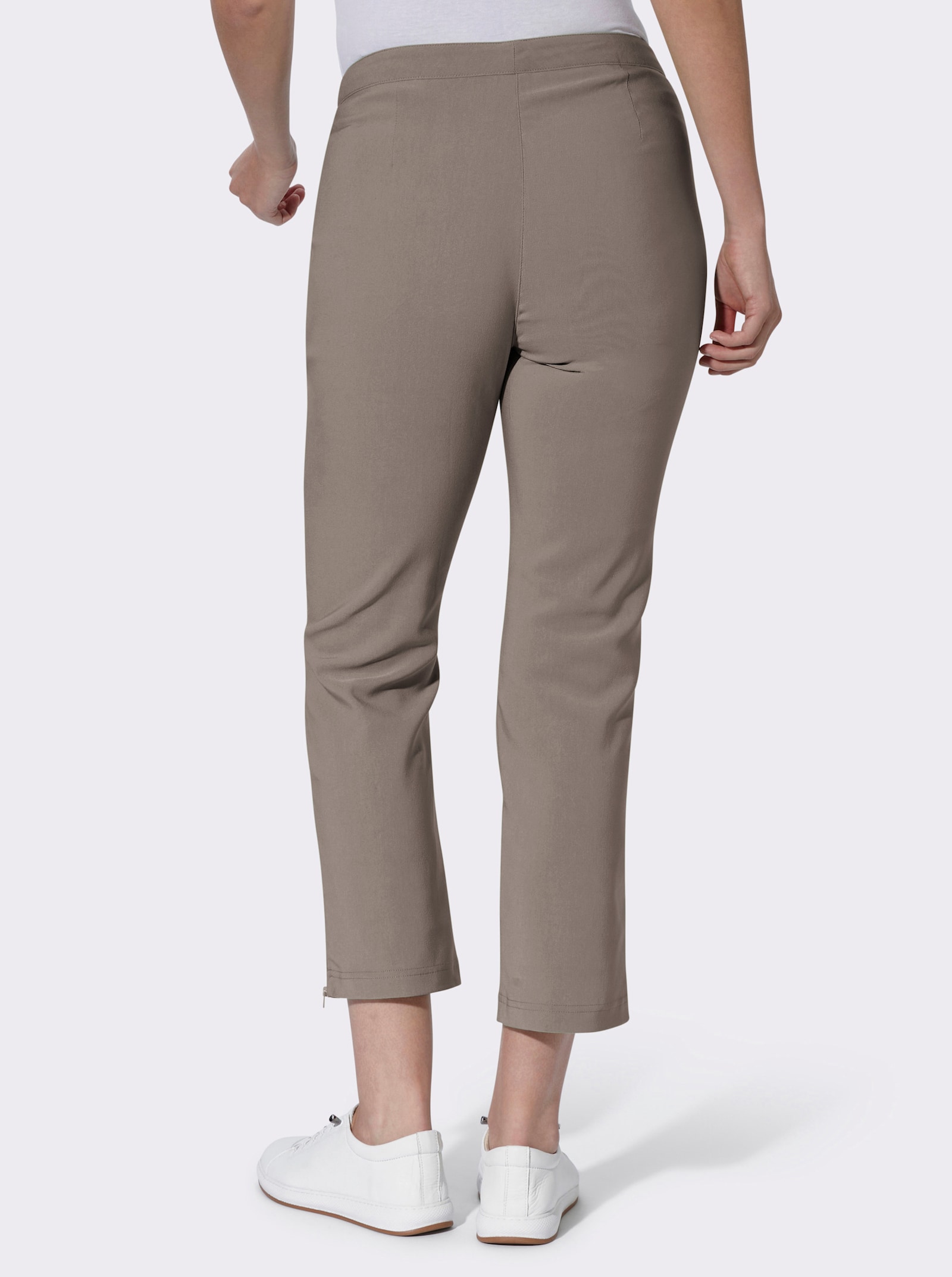 7/8-broek met ritssluitingen aan de zoom - taupe