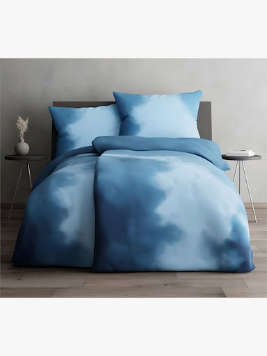 Grund Wendebettwäsche - petrol-blau-bedruckt