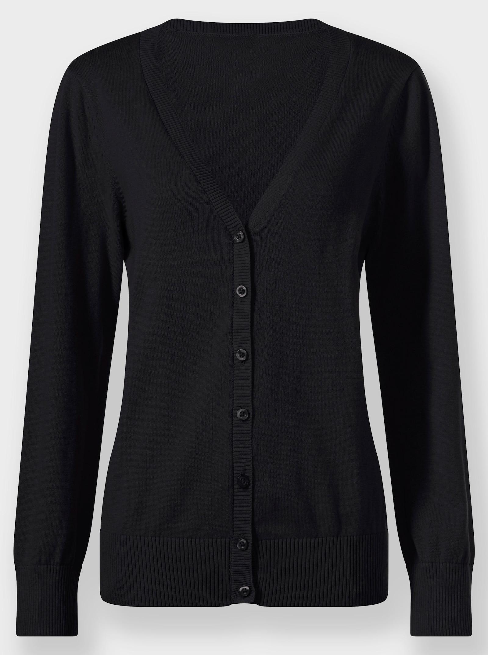 Strickjacke mit V-Ausschnitt - schwarz