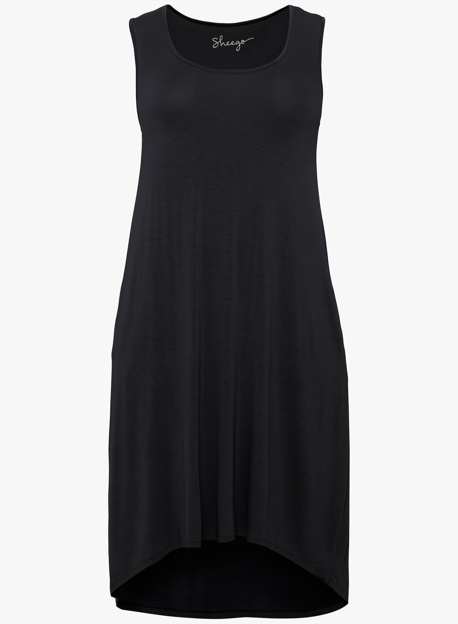 sheego Strandkleid mit Vokuhila-Saum - schwarz