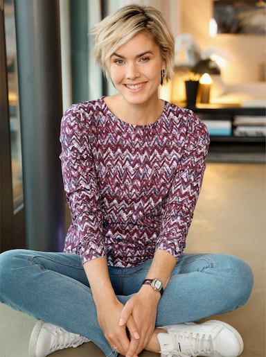 Shirt mit Grafik-Muster - burgund-rosé-bedruckt