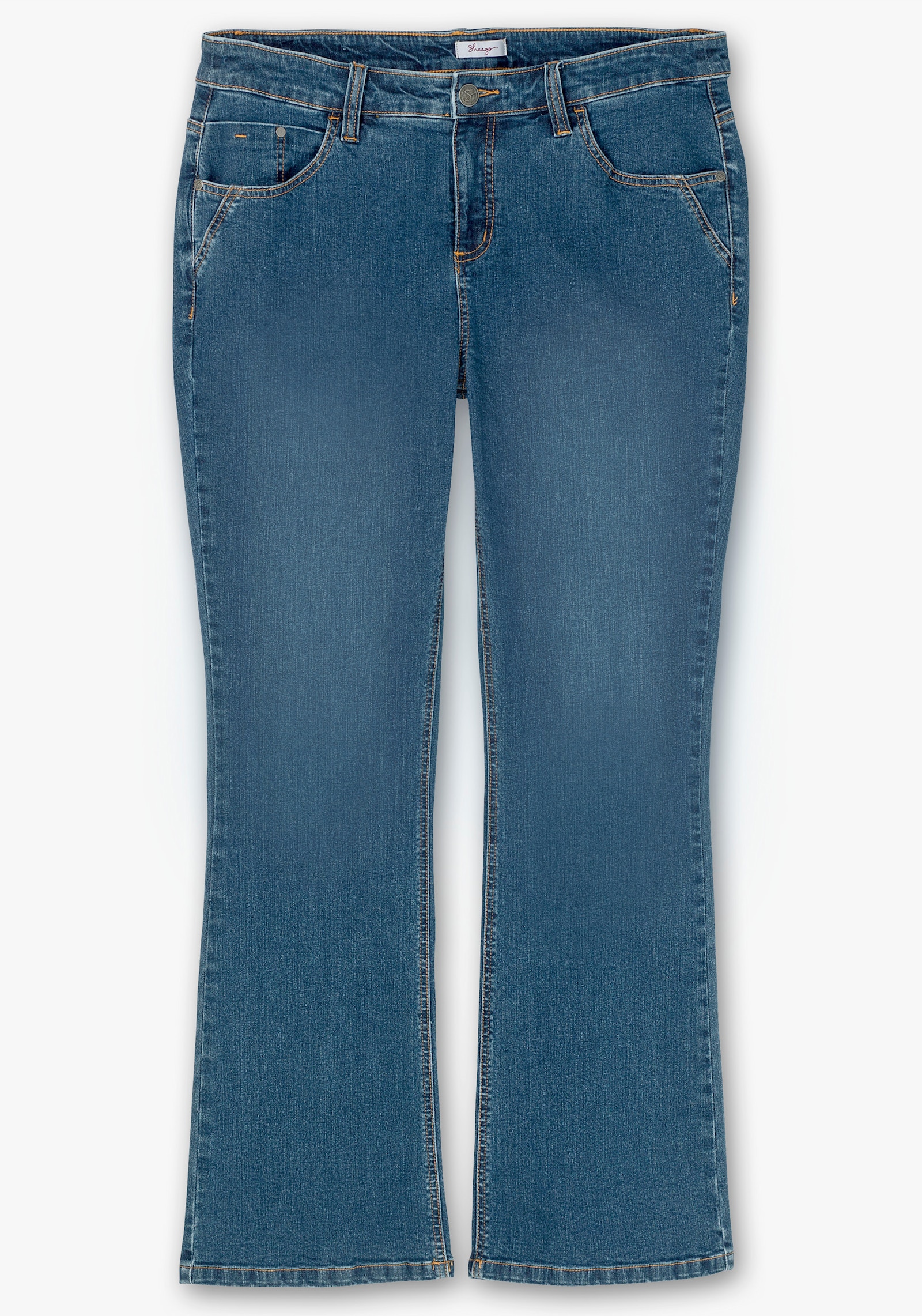 sheego Jean bootcut avec jambes étroites et taille confortable - bleu denim