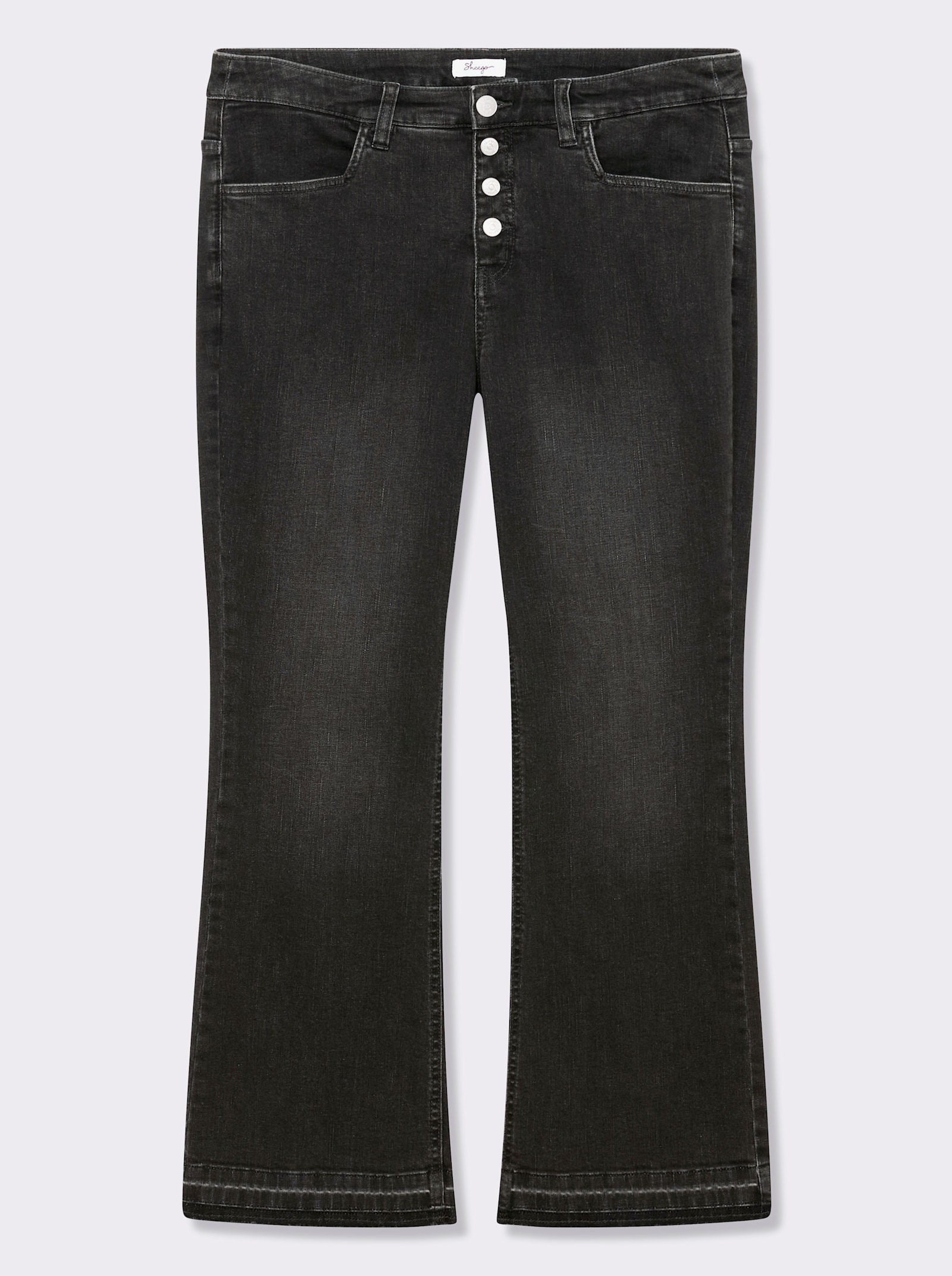 sheego Jeans met verstevigde band en knoopsluiting - grafiet denim