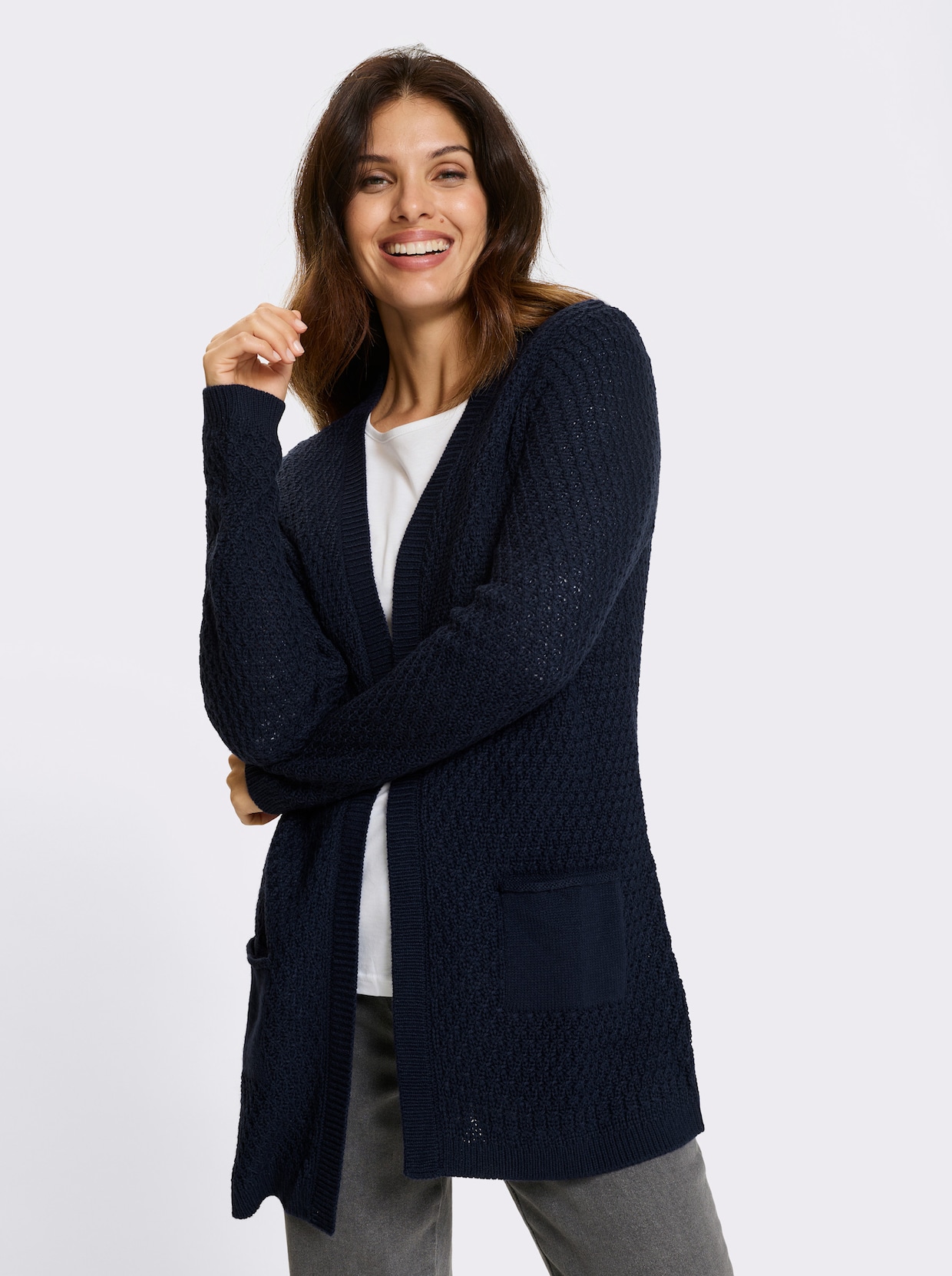 Longstrickjacke - marine