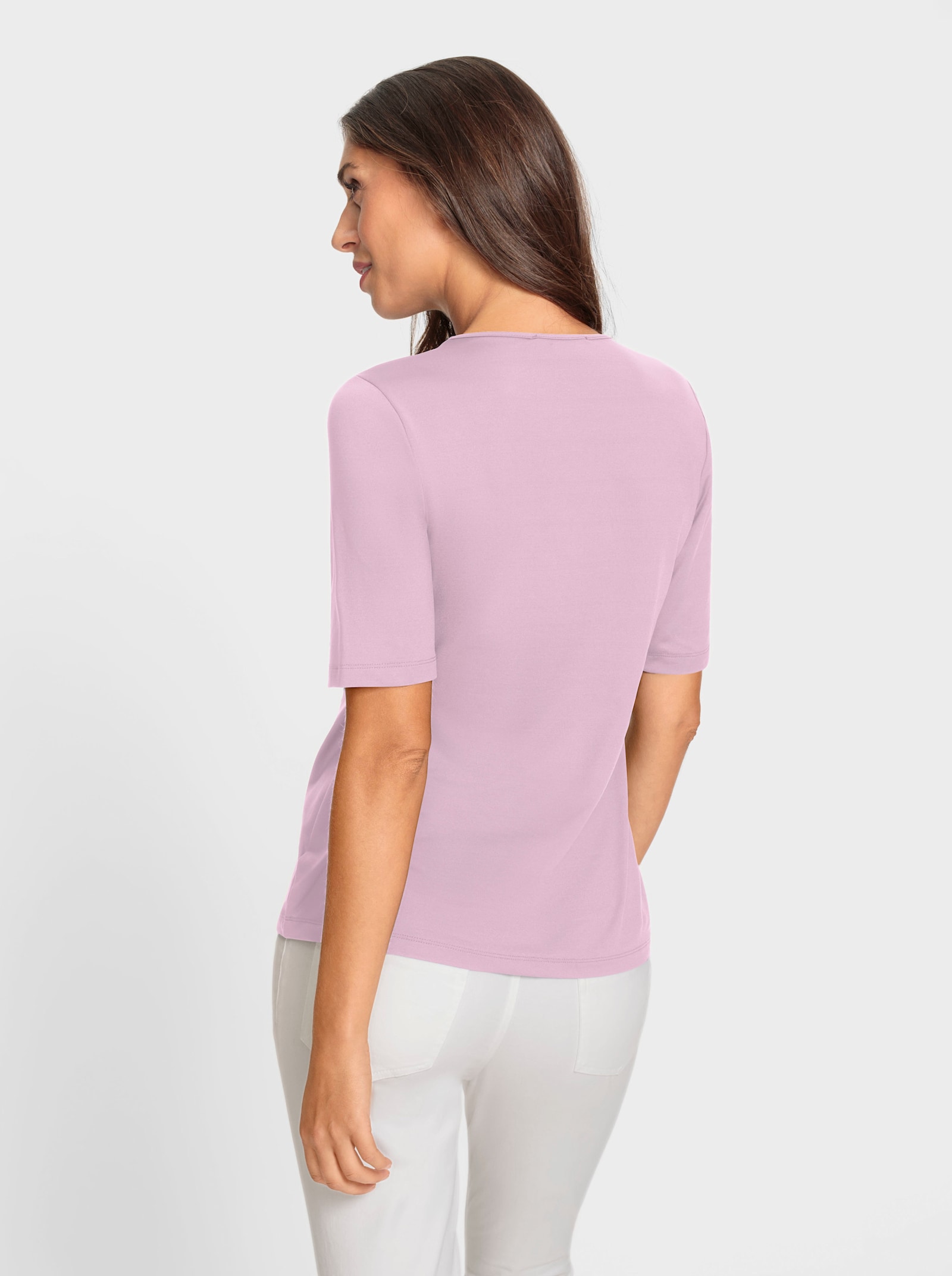 heine Kurzarmshirt mit Cut-outs am Ausschnitt - rosé