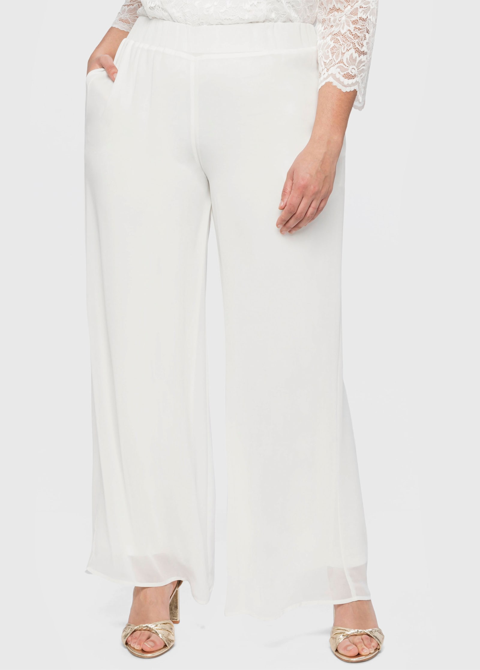 sheego Palazzohose aus Chiffon, im Lagenlook - offwhite