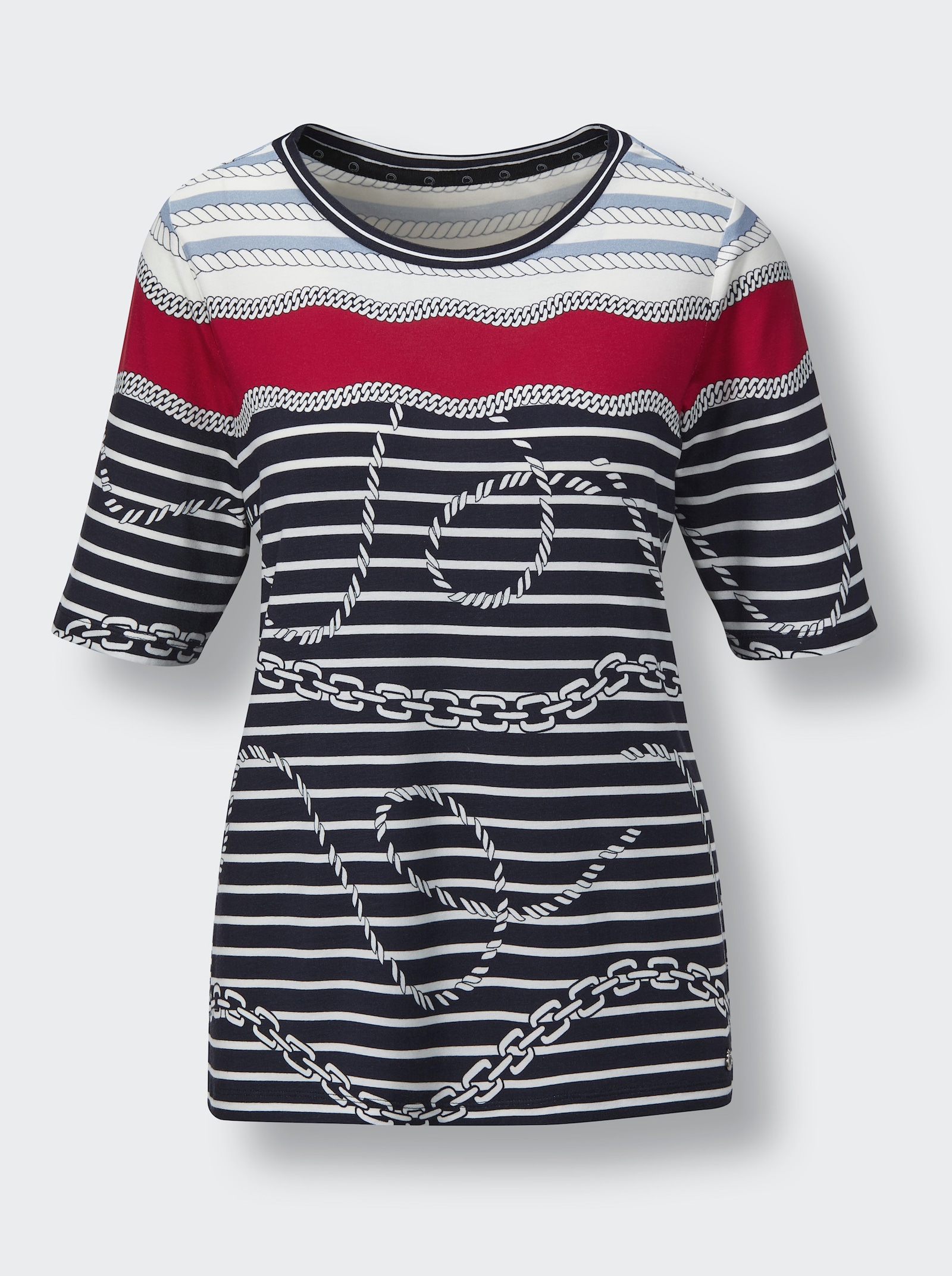 CREATION L PREMIUM Gestreept shirt met digitale print - marine/rood gestreept