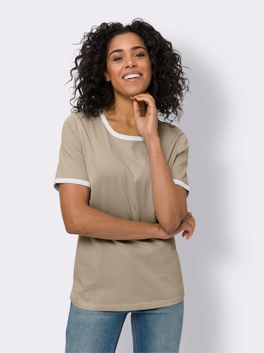 Kurzarmshirt - beige-ecru