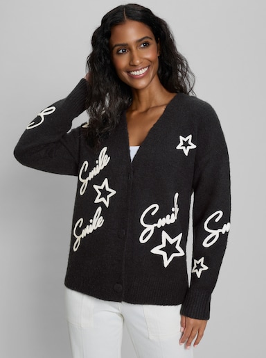 heine Vest met borduursel - zwart