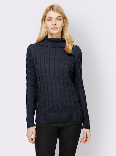 heine Feinstrickpullover mit Zopfmuster - marine