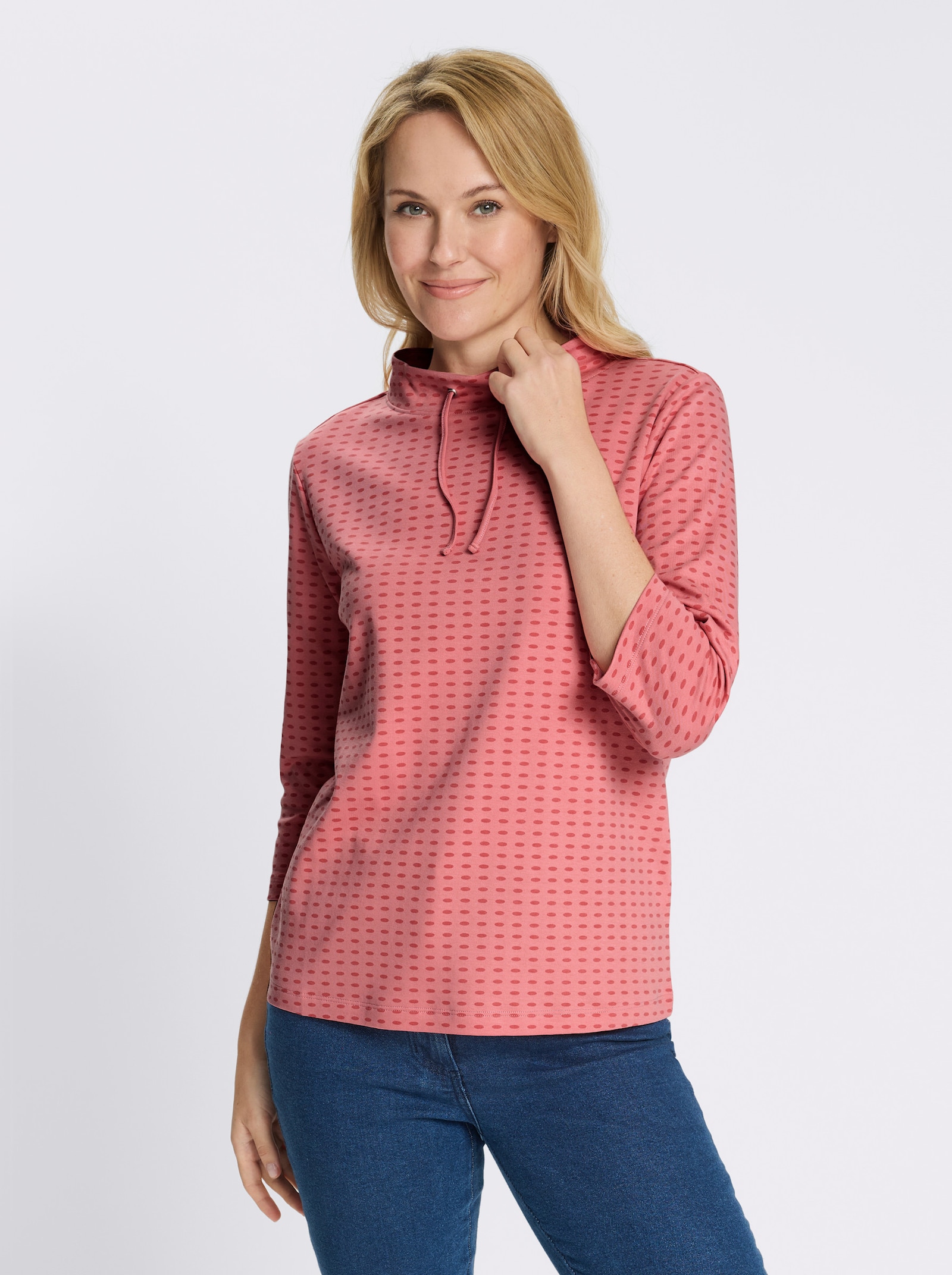 Sweatshirt mit Stehkragen - flamingo-grapefruit-bedruckt