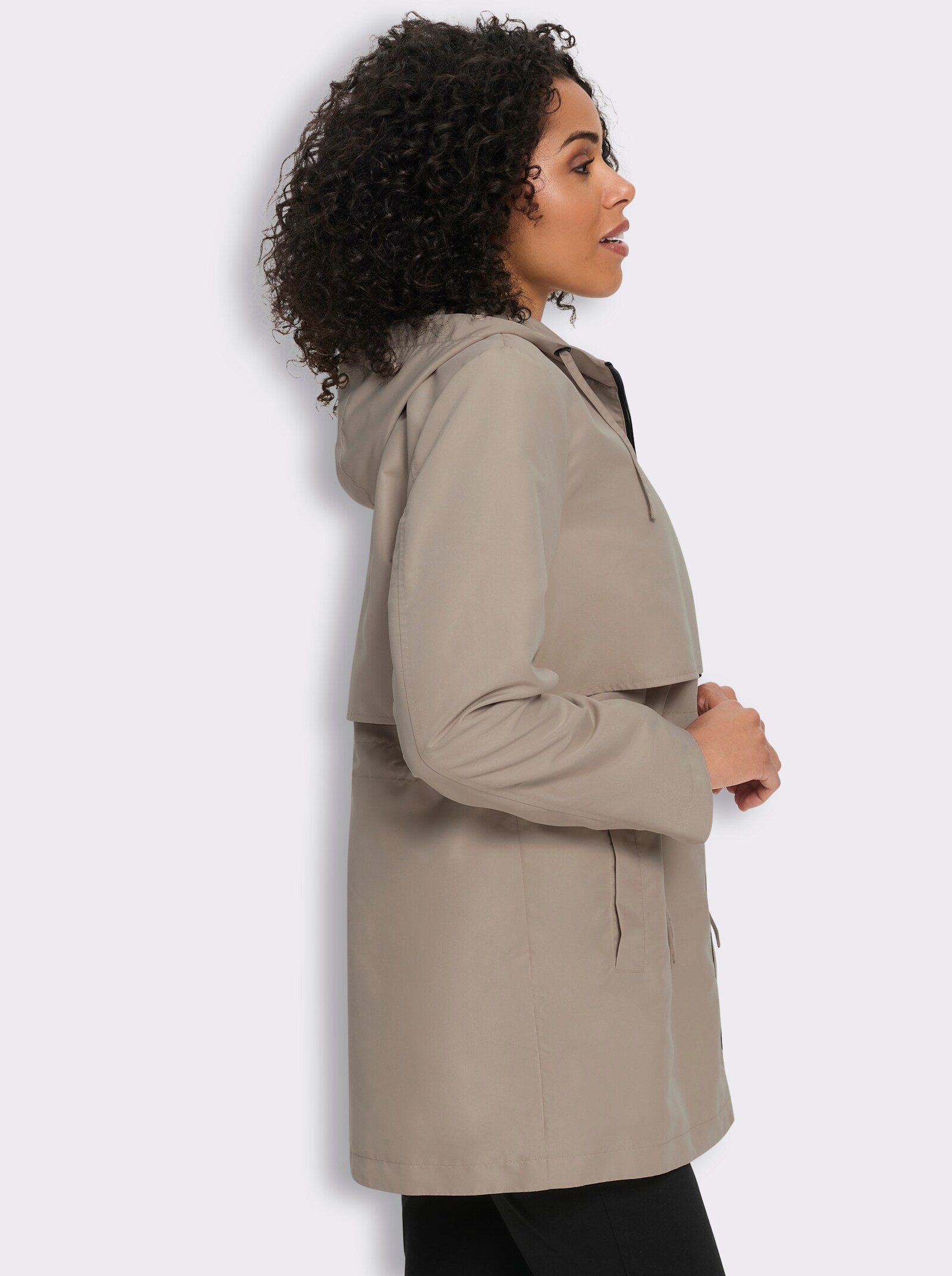 Freizeitjacke in Longform, mit Kapuze - sesam