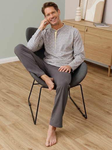 wäschepur men Schlafanzug - grau-meliert-anthrazit-bedruckt