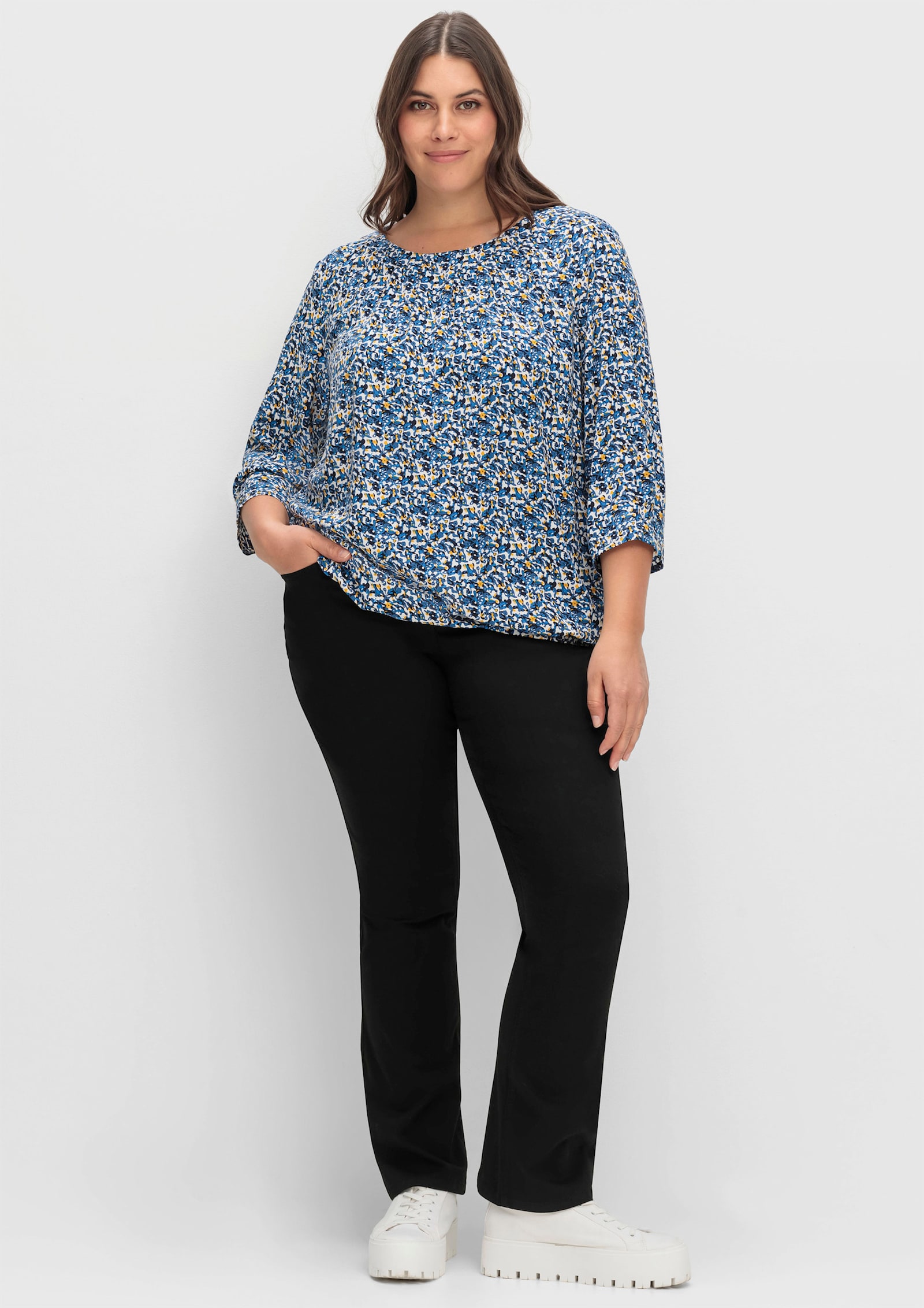 sheego Bootcut-broek met elastische band - zwart