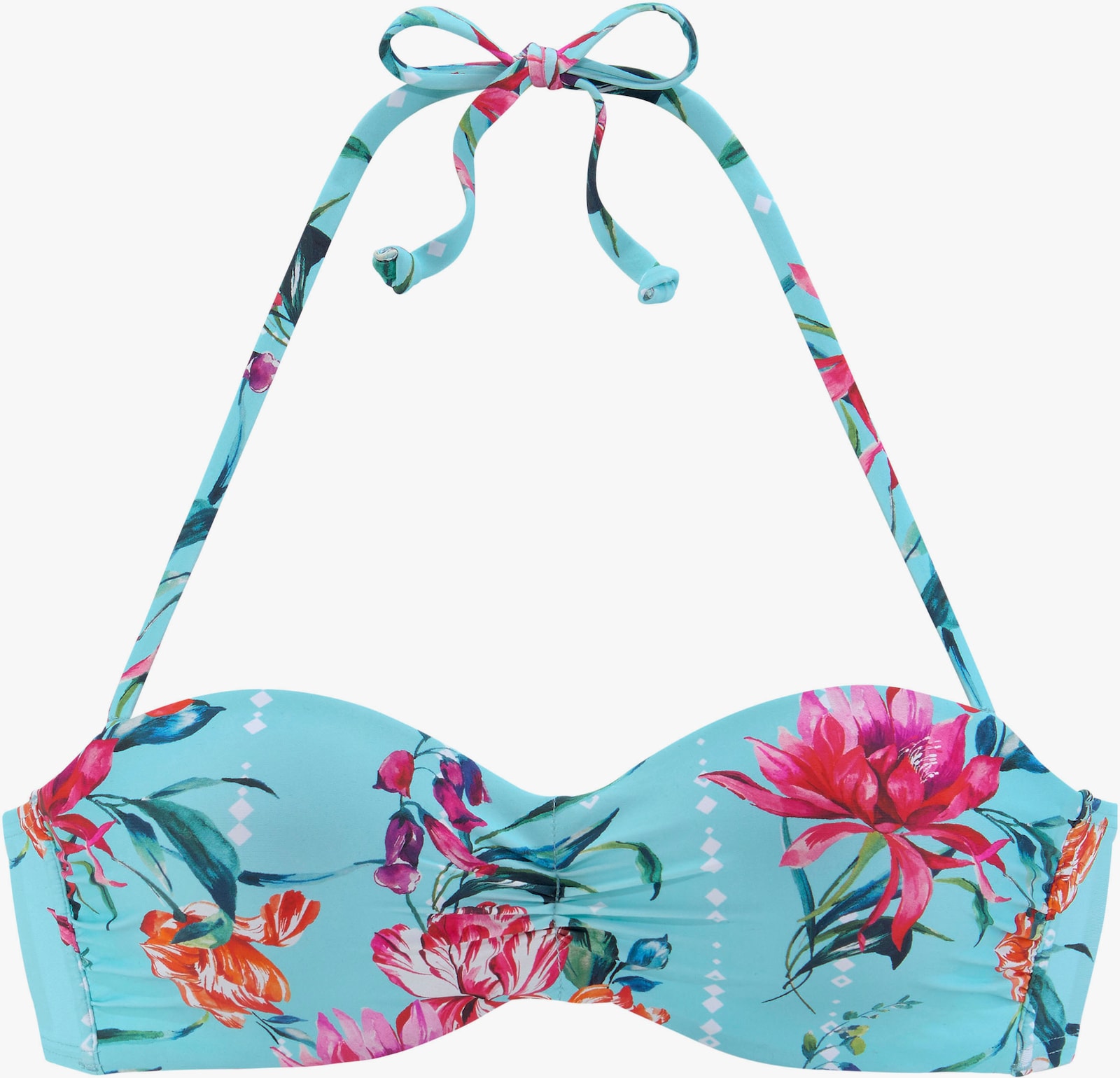 Sunseeker Bügel-Bandeau-Bikini-Top - hellblau-bedruckt