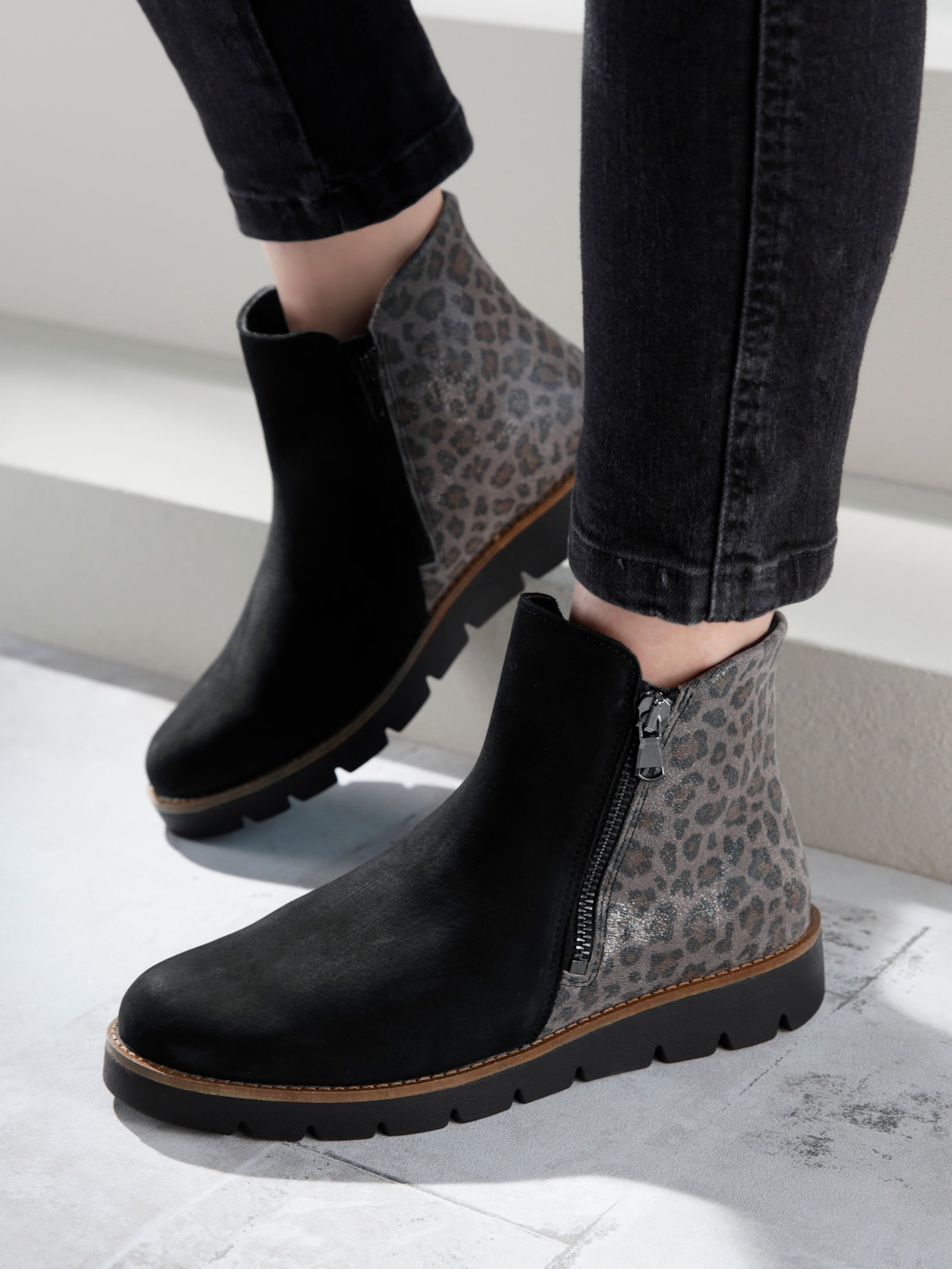 heine Kurzstiefelette - schwarz-grau