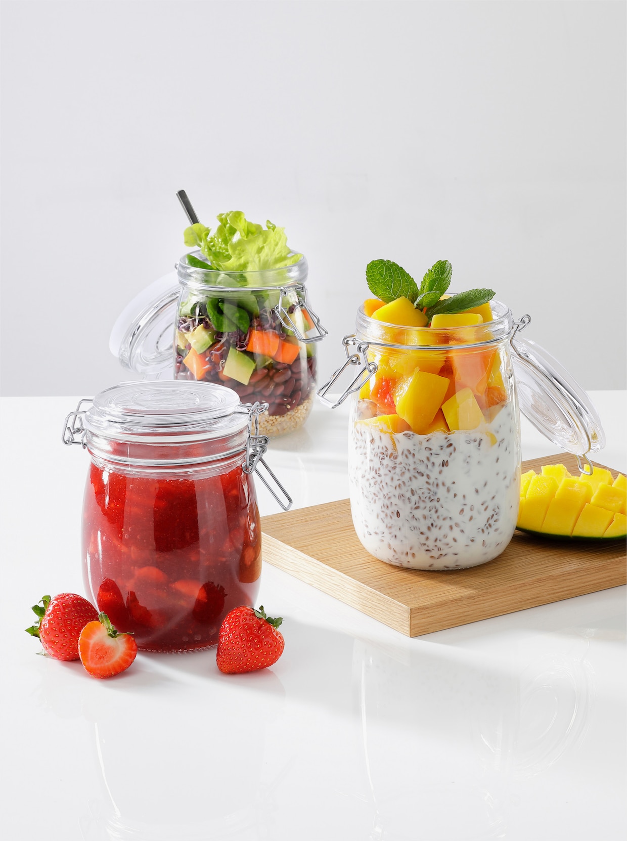 3-delige set voorraadpotten - wit