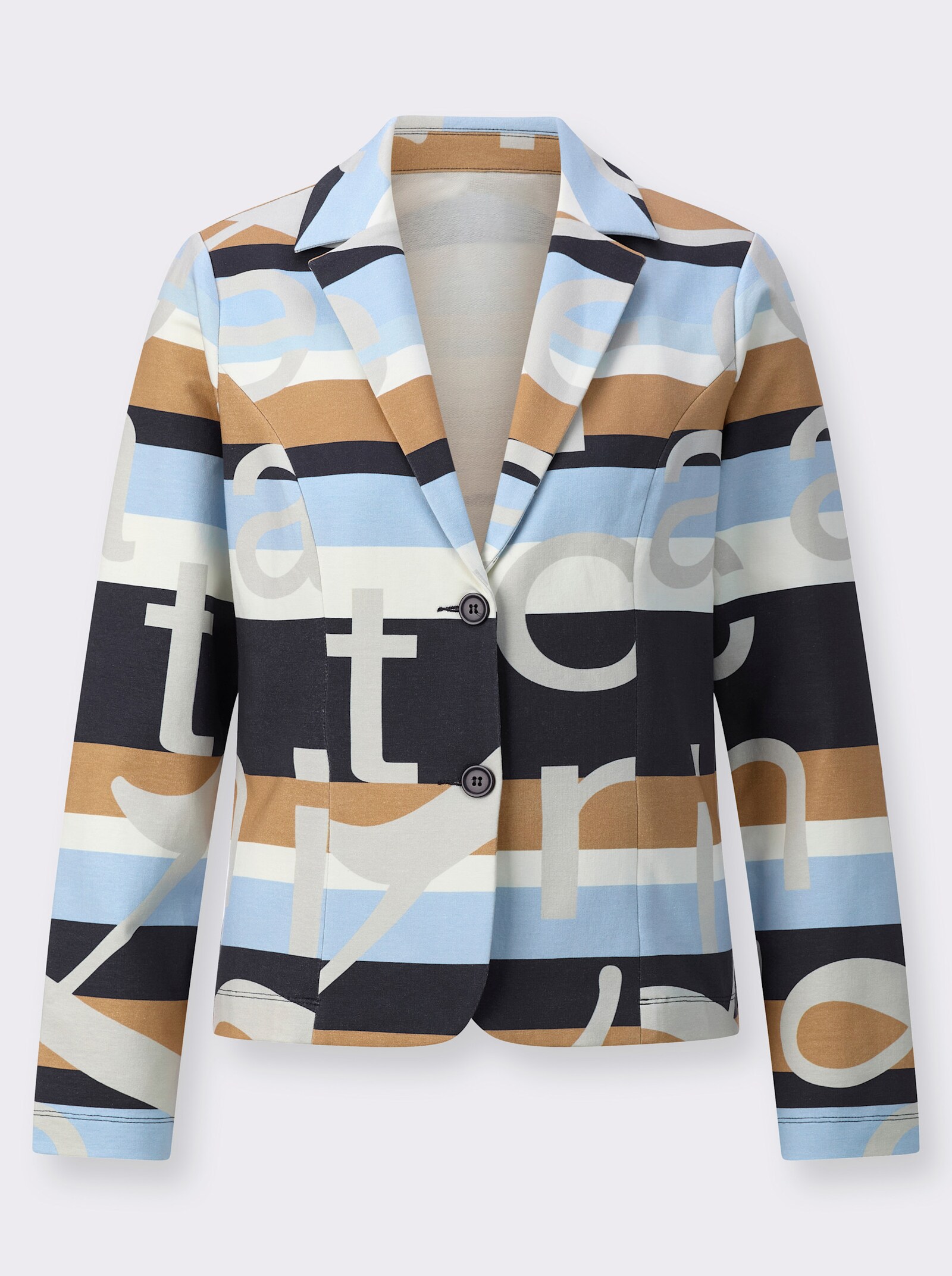 Jerseyblazer mit Lettering-Print - marine-ecru-bedruckt