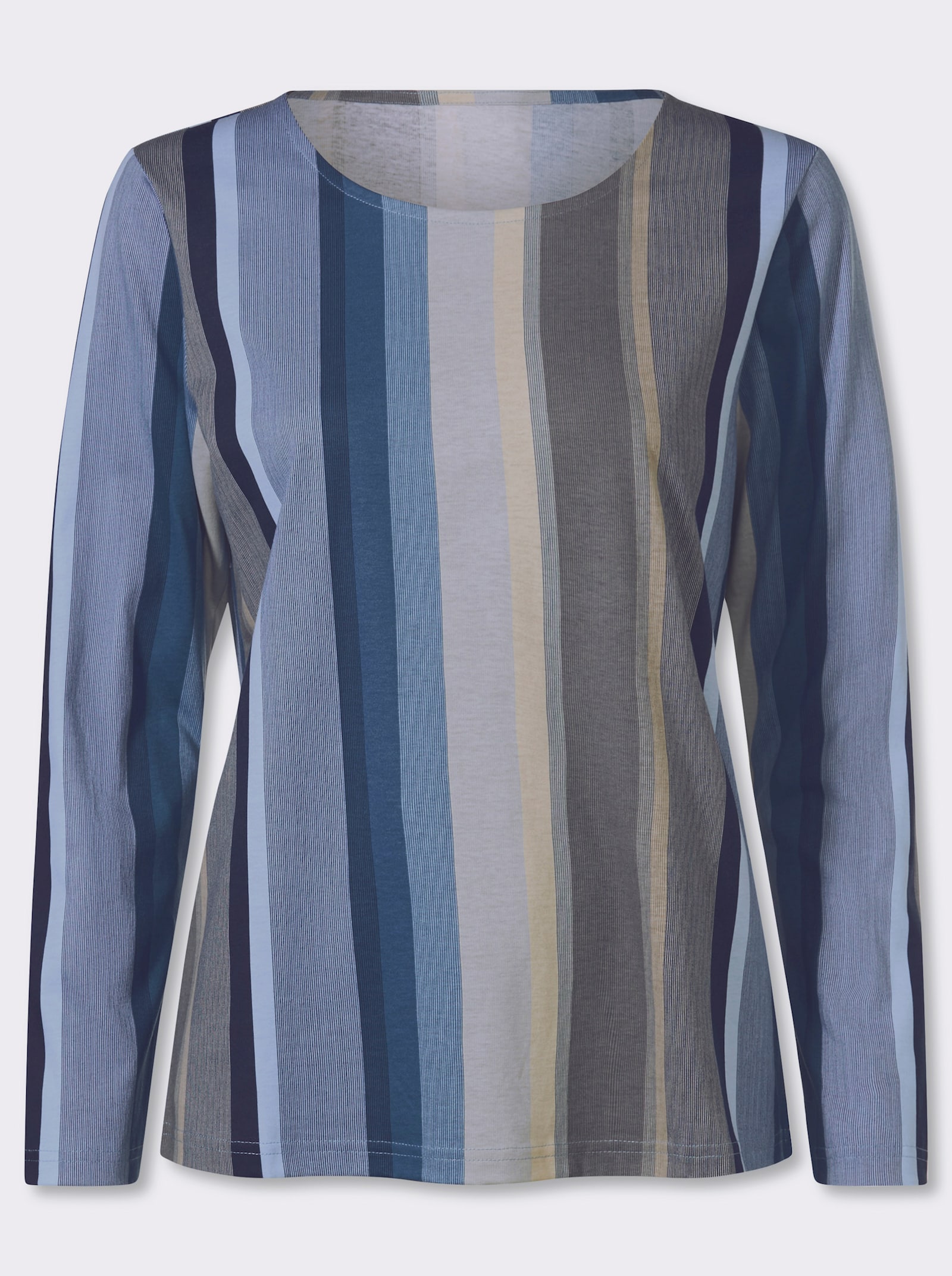 Shirt met lange mouwen in dessin met verticale strepen - jeansblauw/ijsblauw gestreept