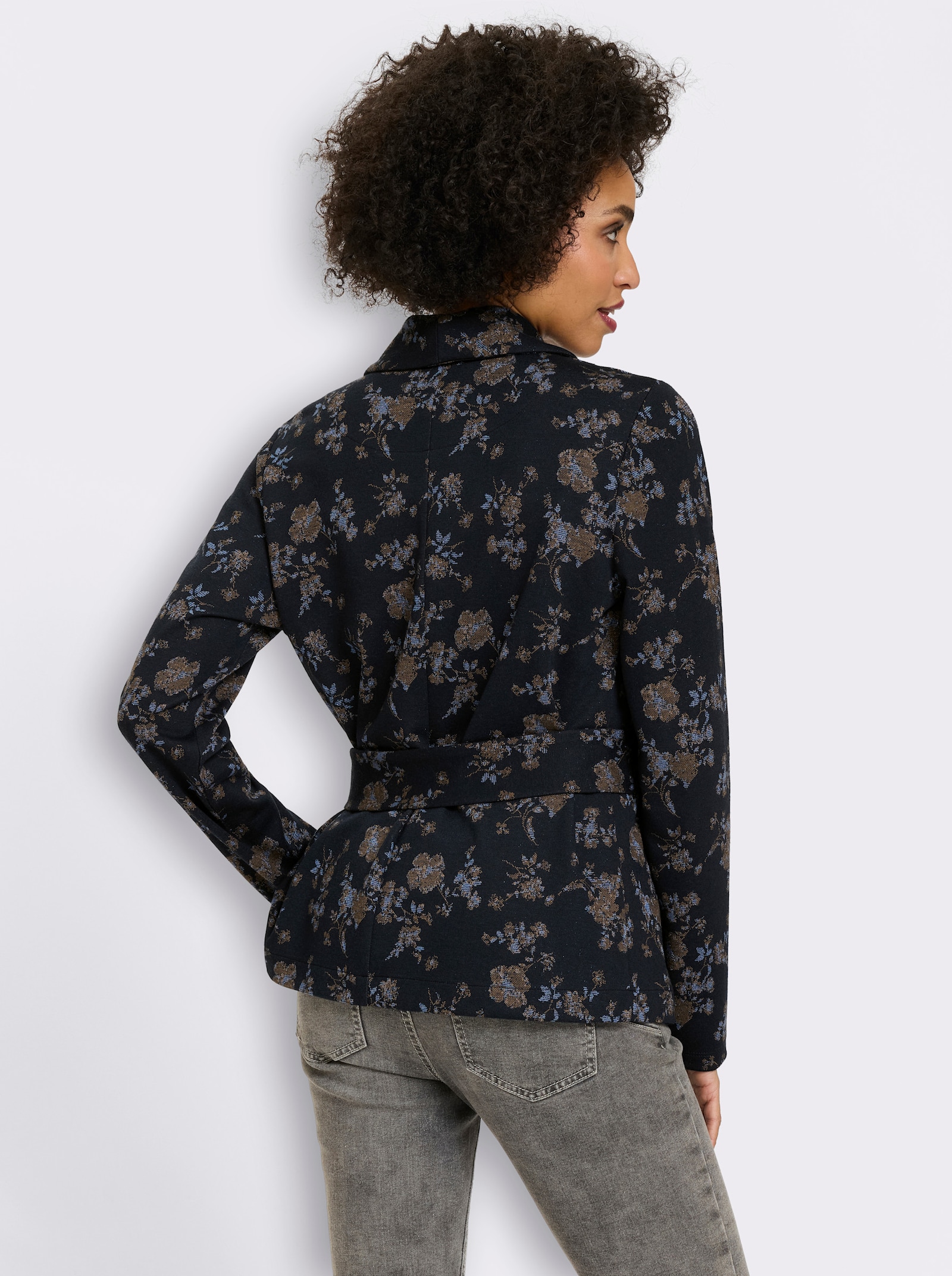 heine Shirtjacke mit Glanzgarn - marine-schoko-gemustert