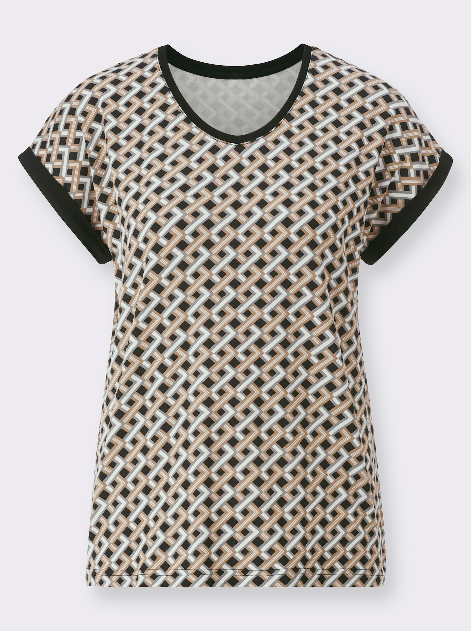 Tričko,V-výs.,celop.potl. - ťavia a čierna potlač