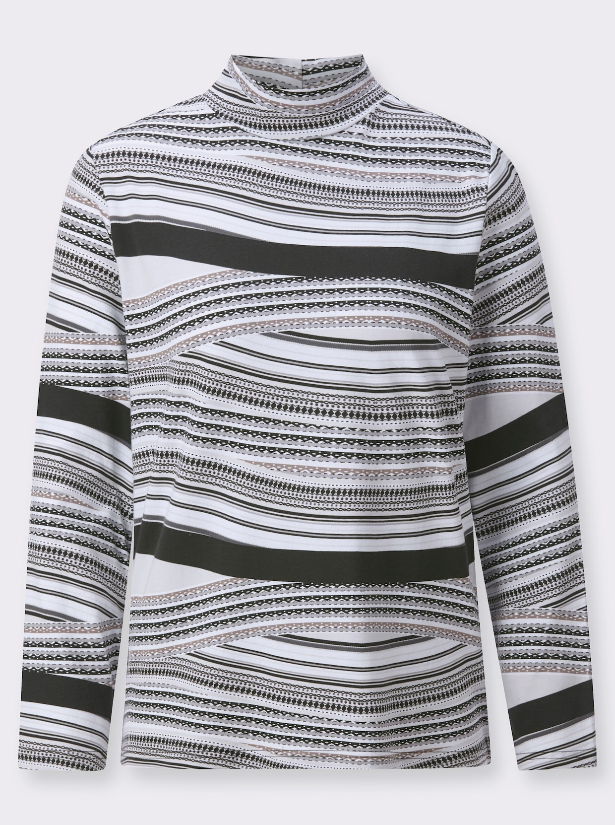 Shirt met opstaande kraag - lichtgrijs/grafiet bedrukt