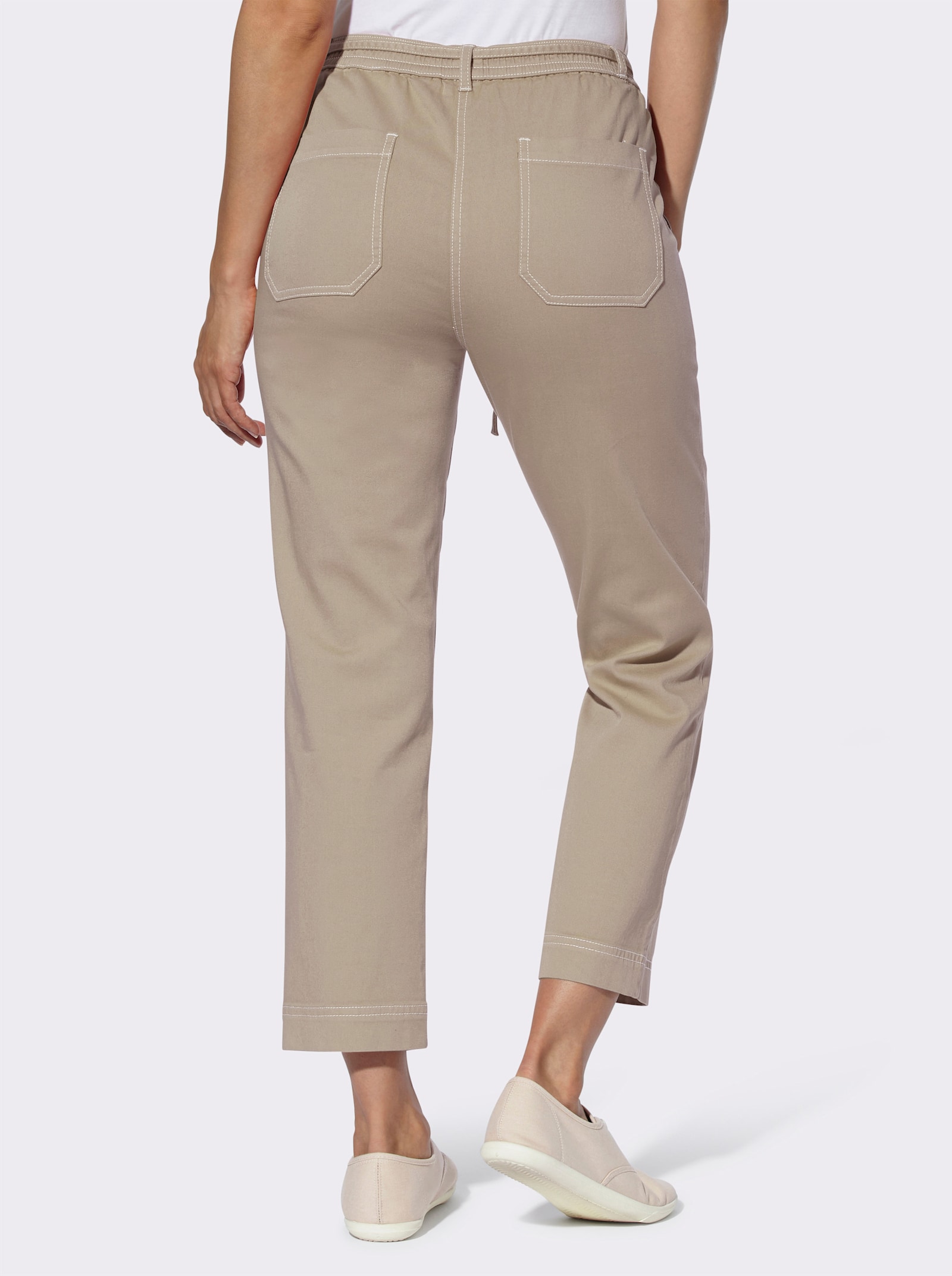 7/8-Jeans Schlupfform, mit Dehnbund - beige
